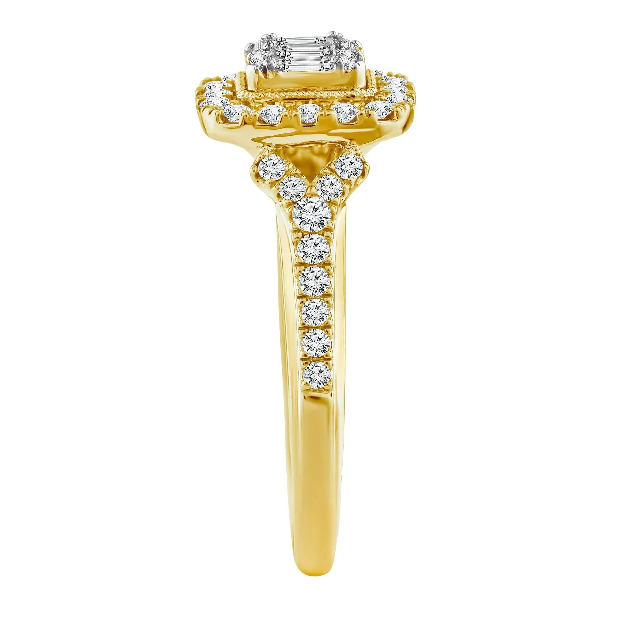 5/8 CT. Tw. Diamond Composite Engagement Ring 14K Yellow Gold Round Brilliant Cut Size 7.5 2.5mm - Image 3
