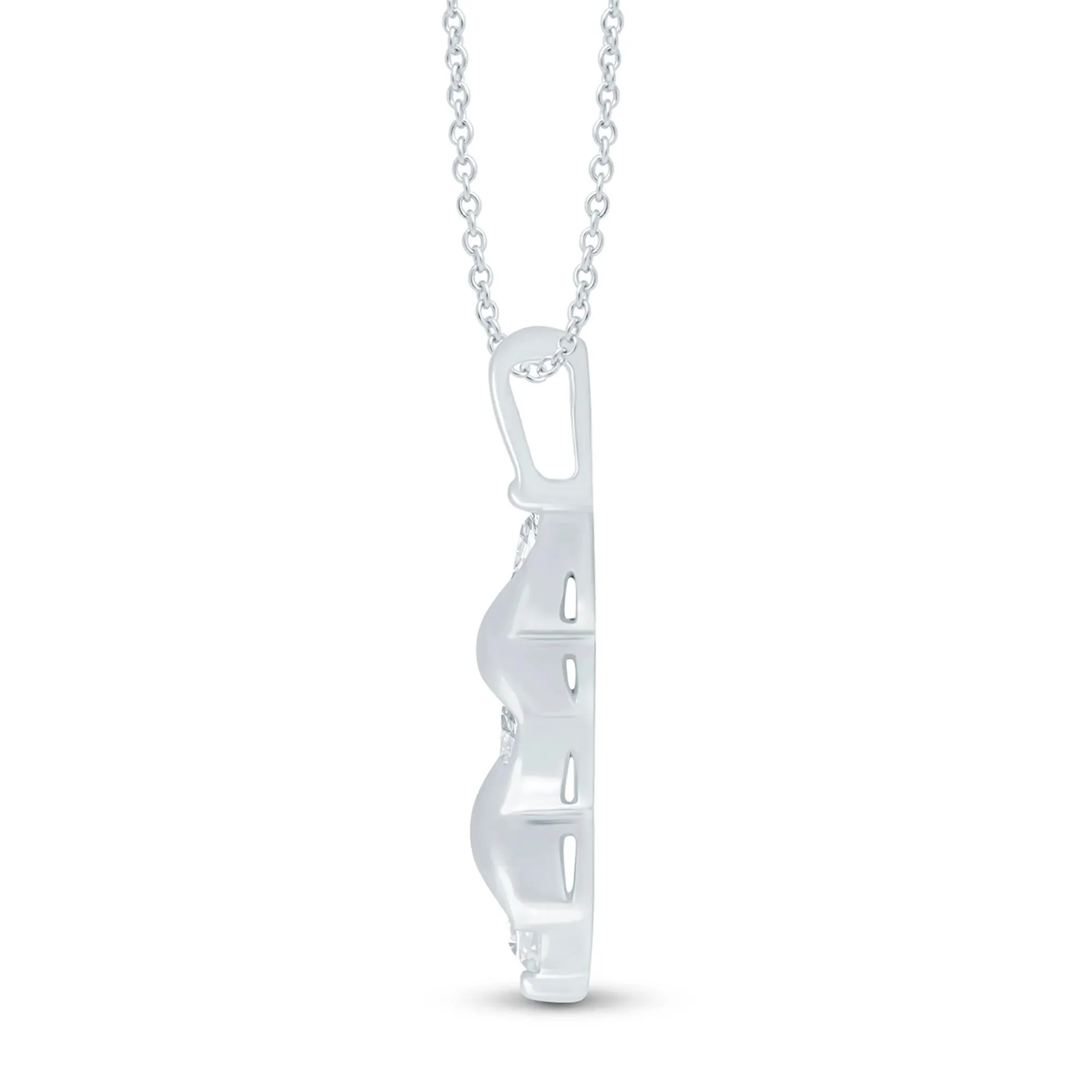 3/4 CT. Tw. Diamond Three-Stone Pendant Necklace 10K White Gold Size 18" - Image 2