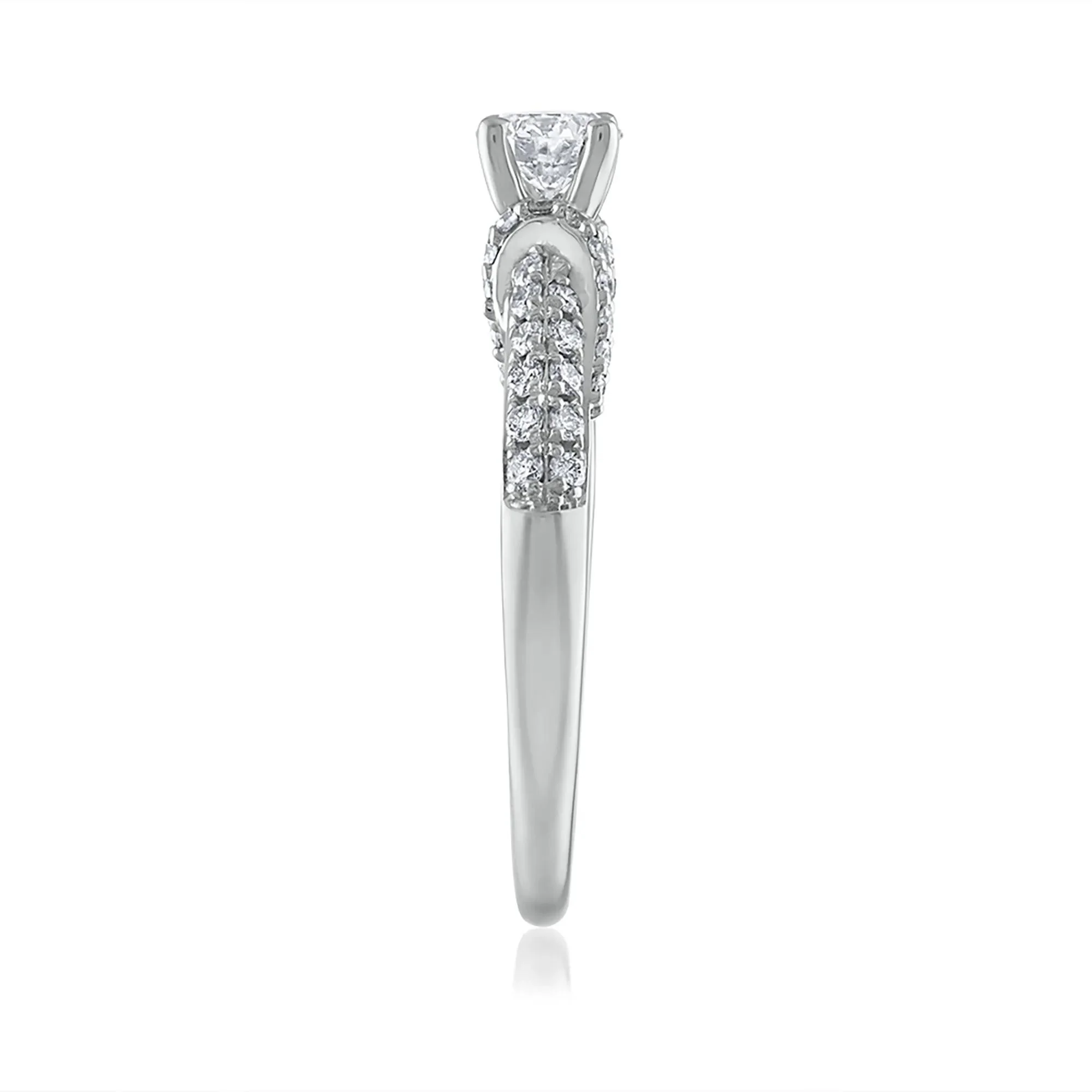 5/8 CT. Tw. Diamond Engagement Ring 14K White Gold Round Brilliant Cut Size 8 1.5mm - Image 3