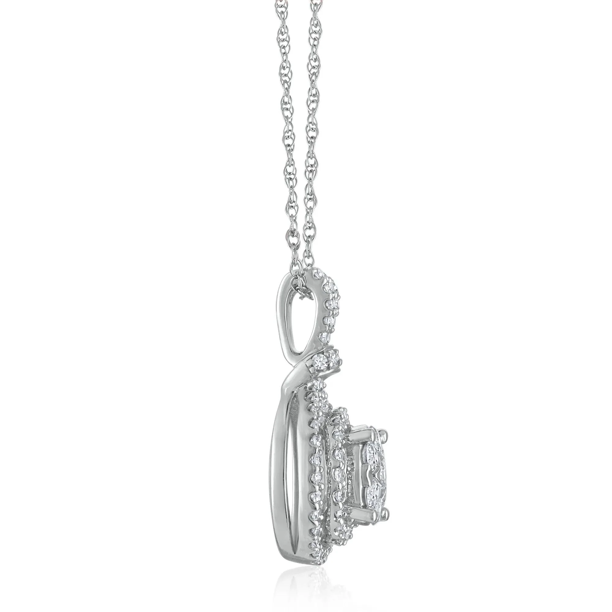 1/2 CT. Tw. Diamond Pendant Necklace 10K White Gold Size 18" - Image 2