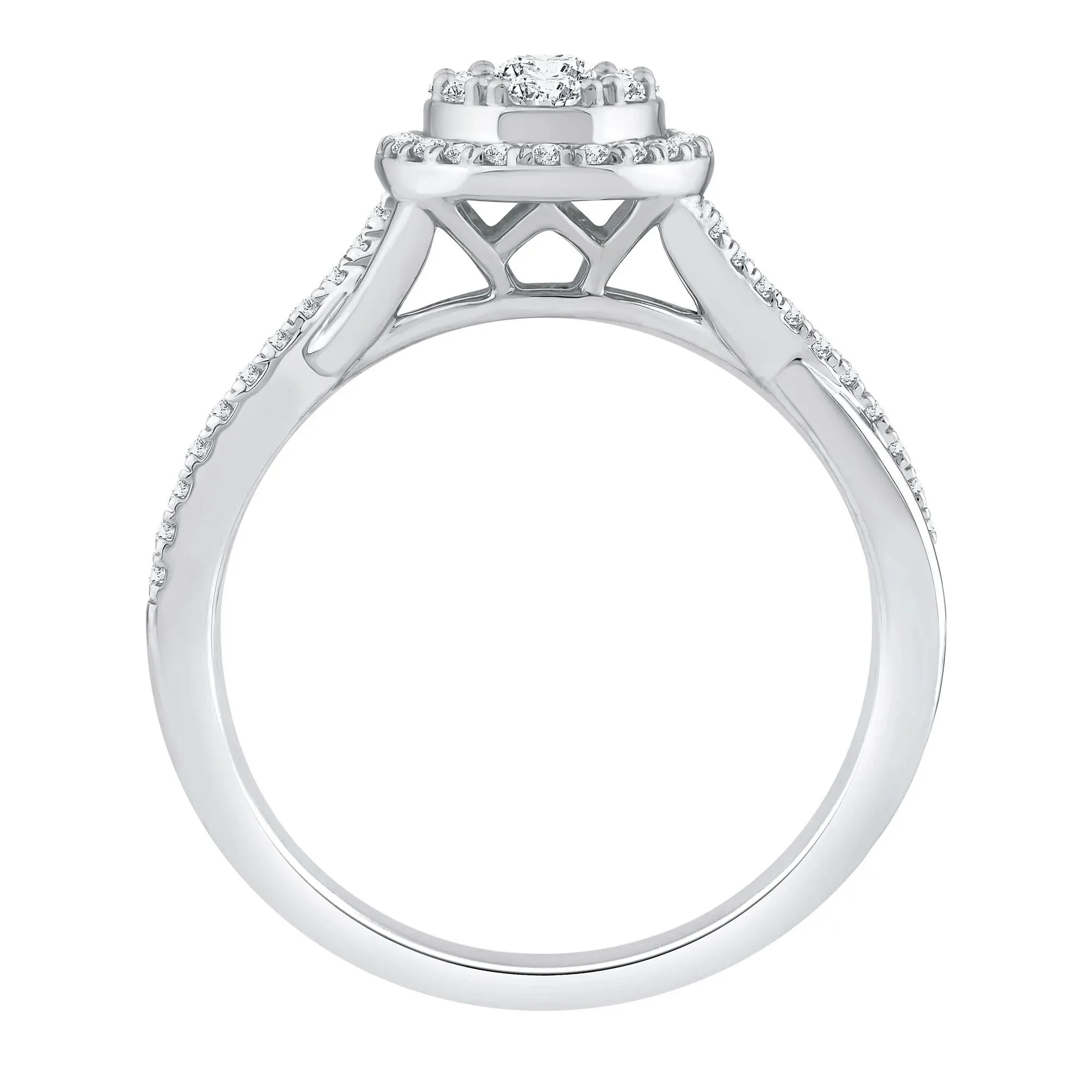 1/2 CT. Tw. Composite Engagement Ring 14K White Gold Round Brilliant Cut Size 6 3.5mm - Image 2