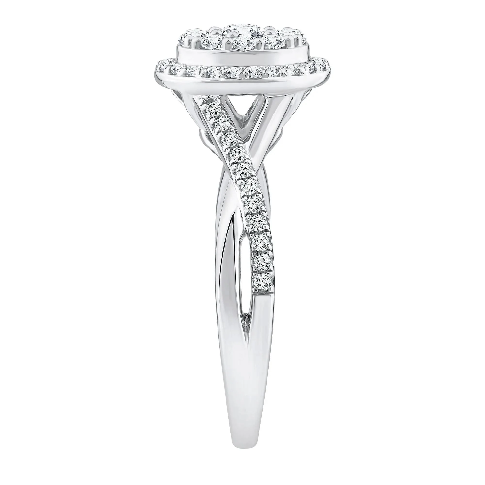 1/2 CT. Tw. Composite Engagement Ring 14K White Gold Round Brilliant Cut Size 7 3.5mm - Image 3