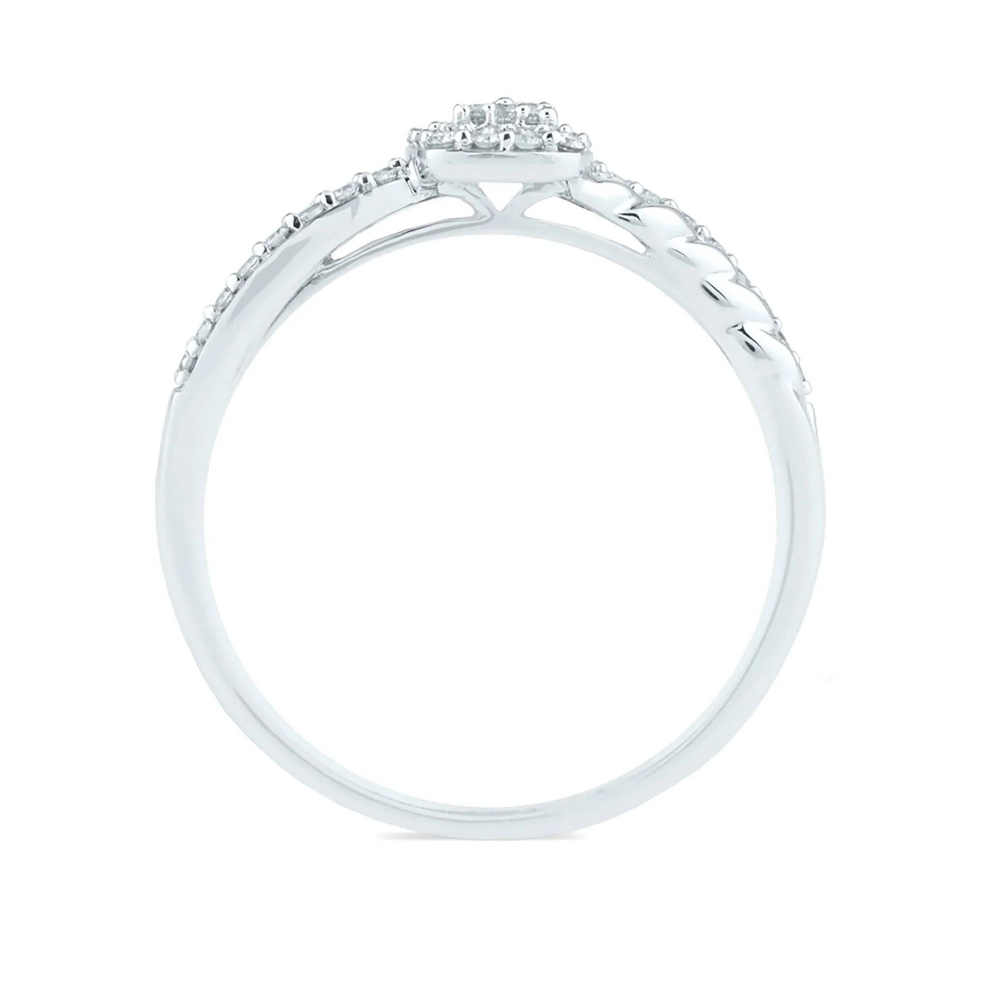 1/4 CT. Tw. Diamond Promise Ring 10K White Gold Round Brilliant Cut Size 8 1.5mm - Image 2