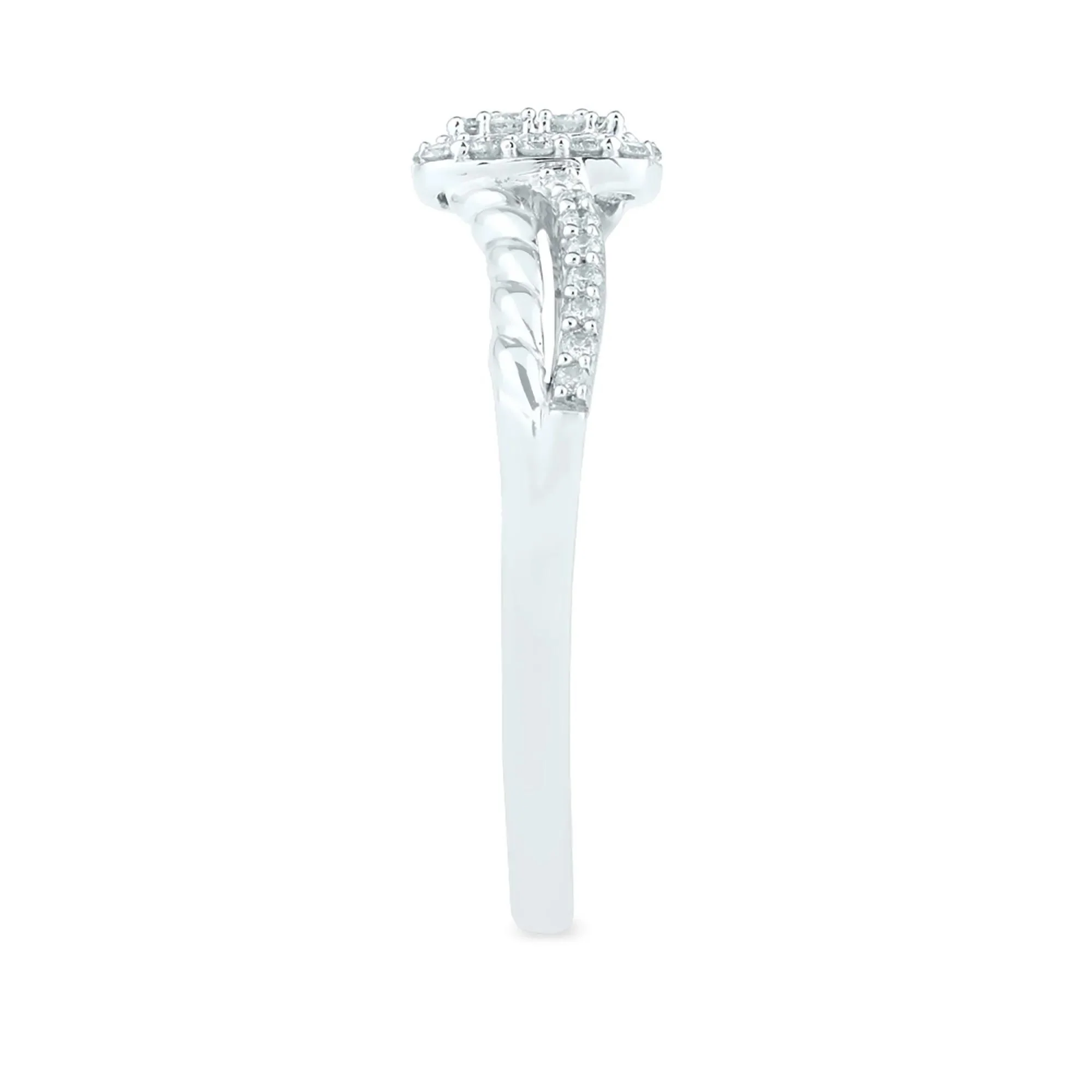 1/4 CT. Tw. Diamond Promise Ring 10K White Gold Round Brilliant Cut Size 8 1.5mm - Image 3