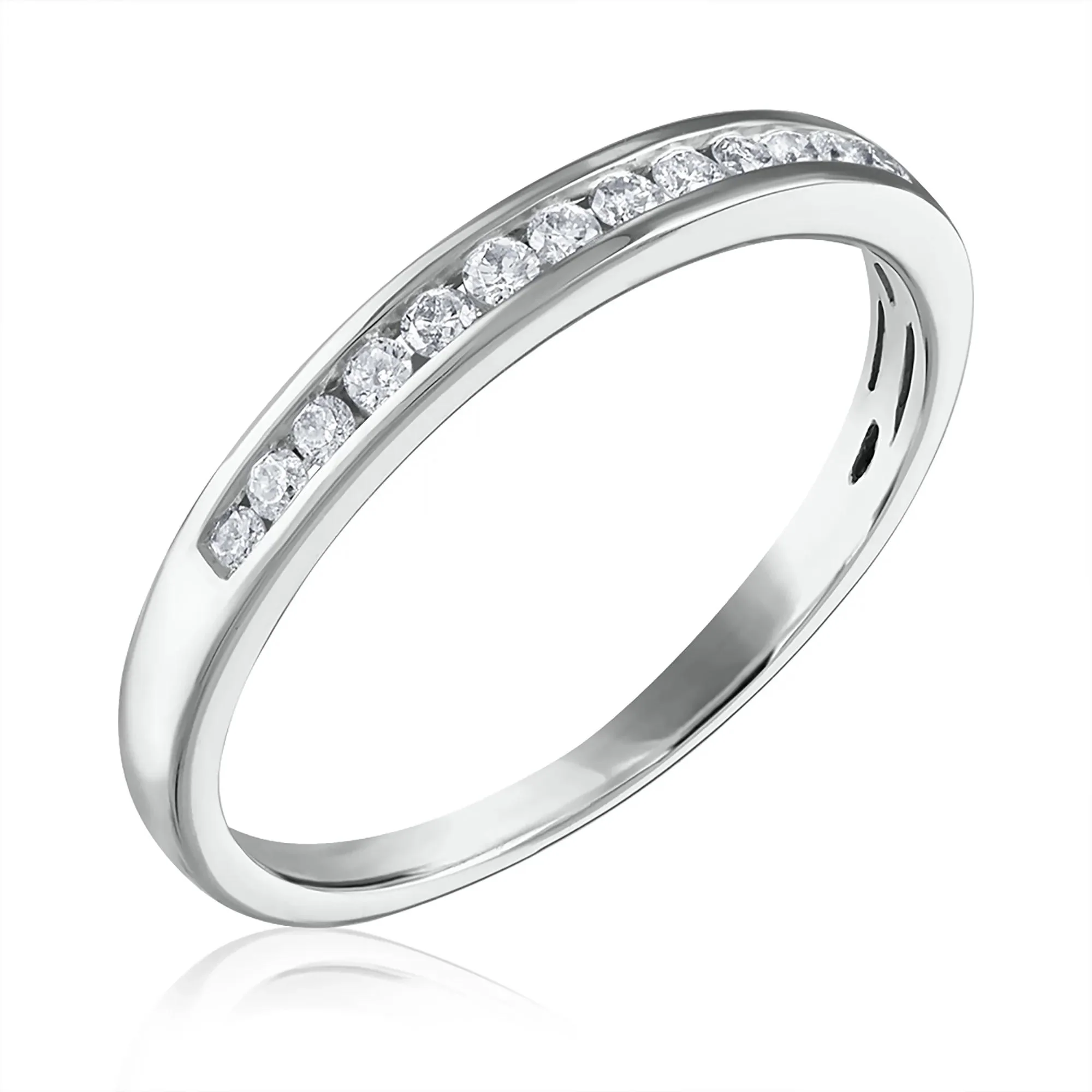 1/2 CT. Tw. Diamond Engagement Set 14K White Gold Ring Round Brilliant Cut Size 6.5 3mm - Image 5