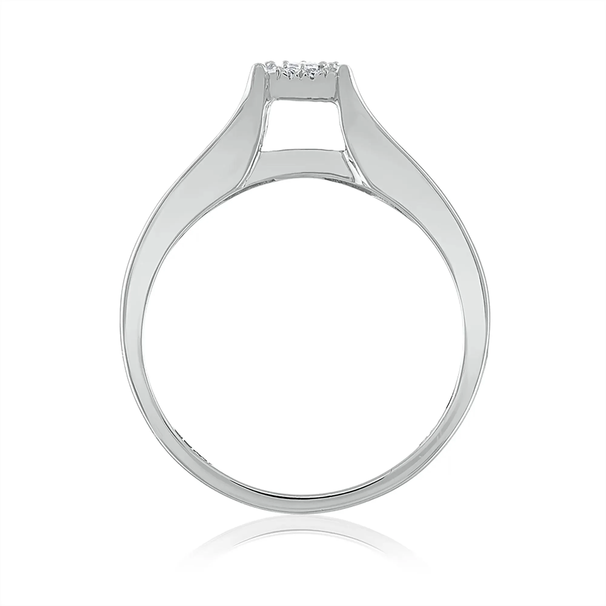 1/2 CT. Tw. Diamond Engagement Set 14K White Gold Ring Round Brilliant Cut Size 7.5 3mm - Image 2