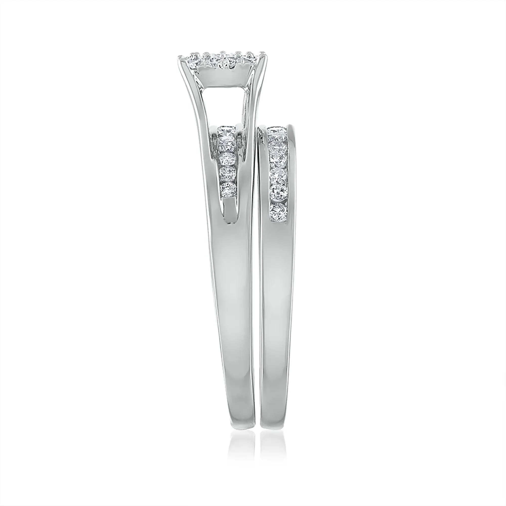 1/2 CT. Tw. Diamond Engagement Set 14K White Gold Ring Round Brilliant Cut Size 9 3mm - Image 4