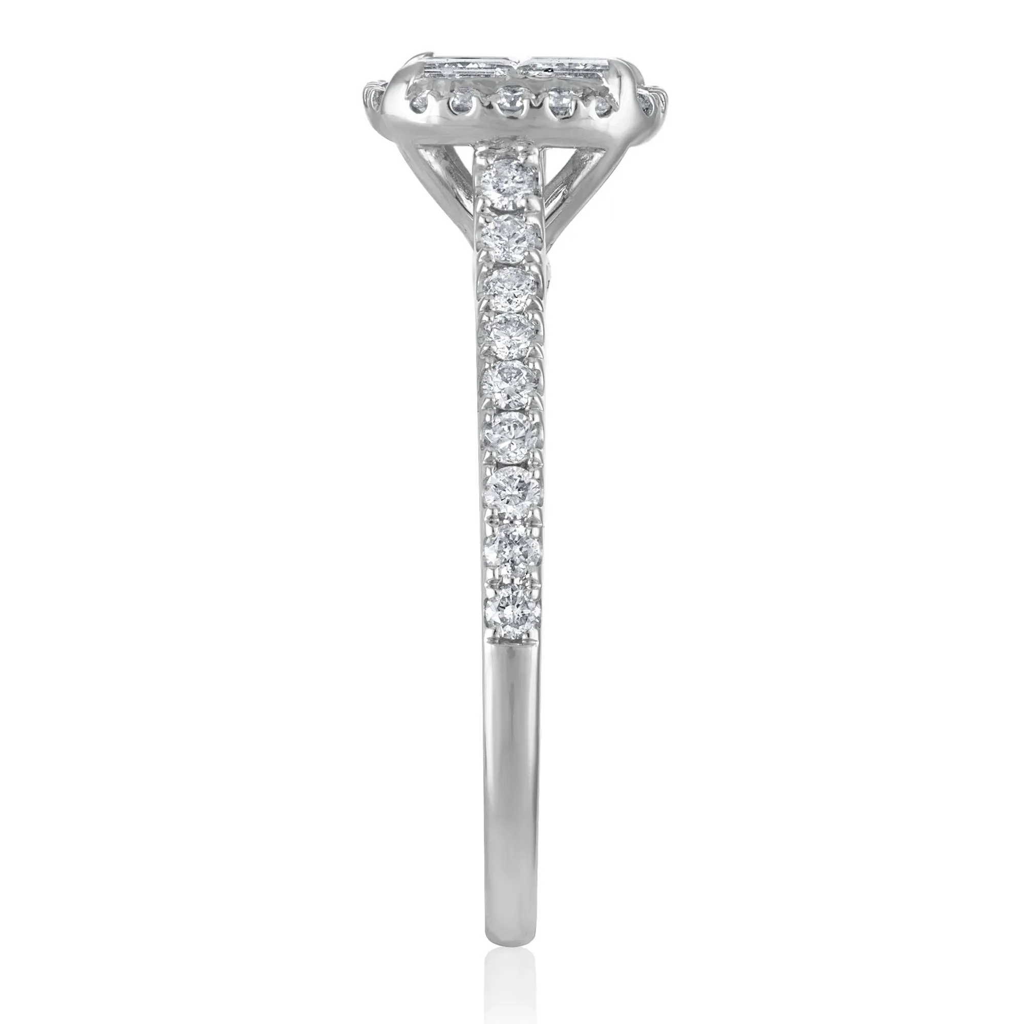 1 CT. Tw. Diamond Composite Engagement Ring 14K White Gold Round Brilliant Cut Size 6.5 1.5mm - Image 3