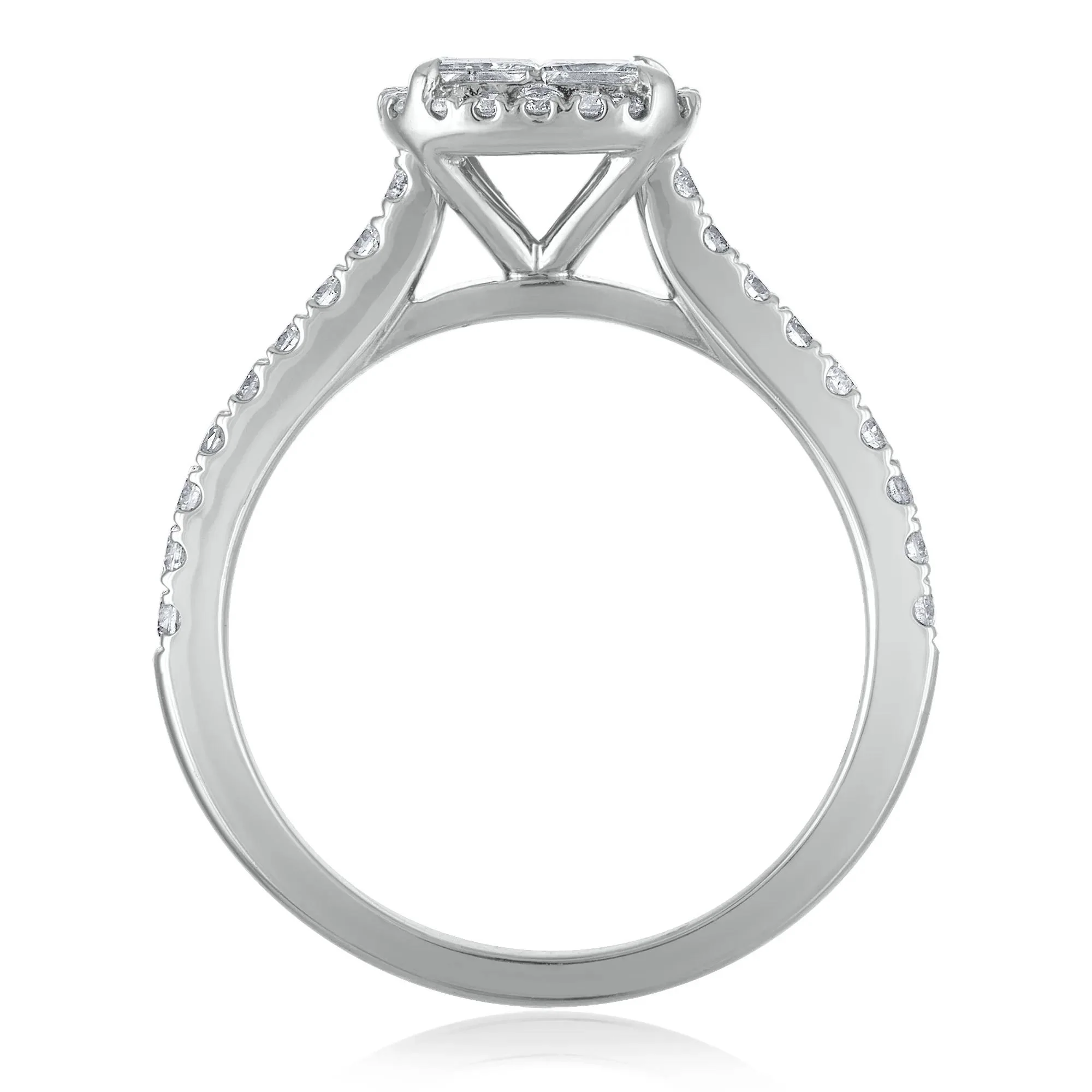 1 CT. Tw. Diamond Composite Engagement Ring 14K White Gold Round Brilliant Cut Size 8 1.5mm - Image 2
