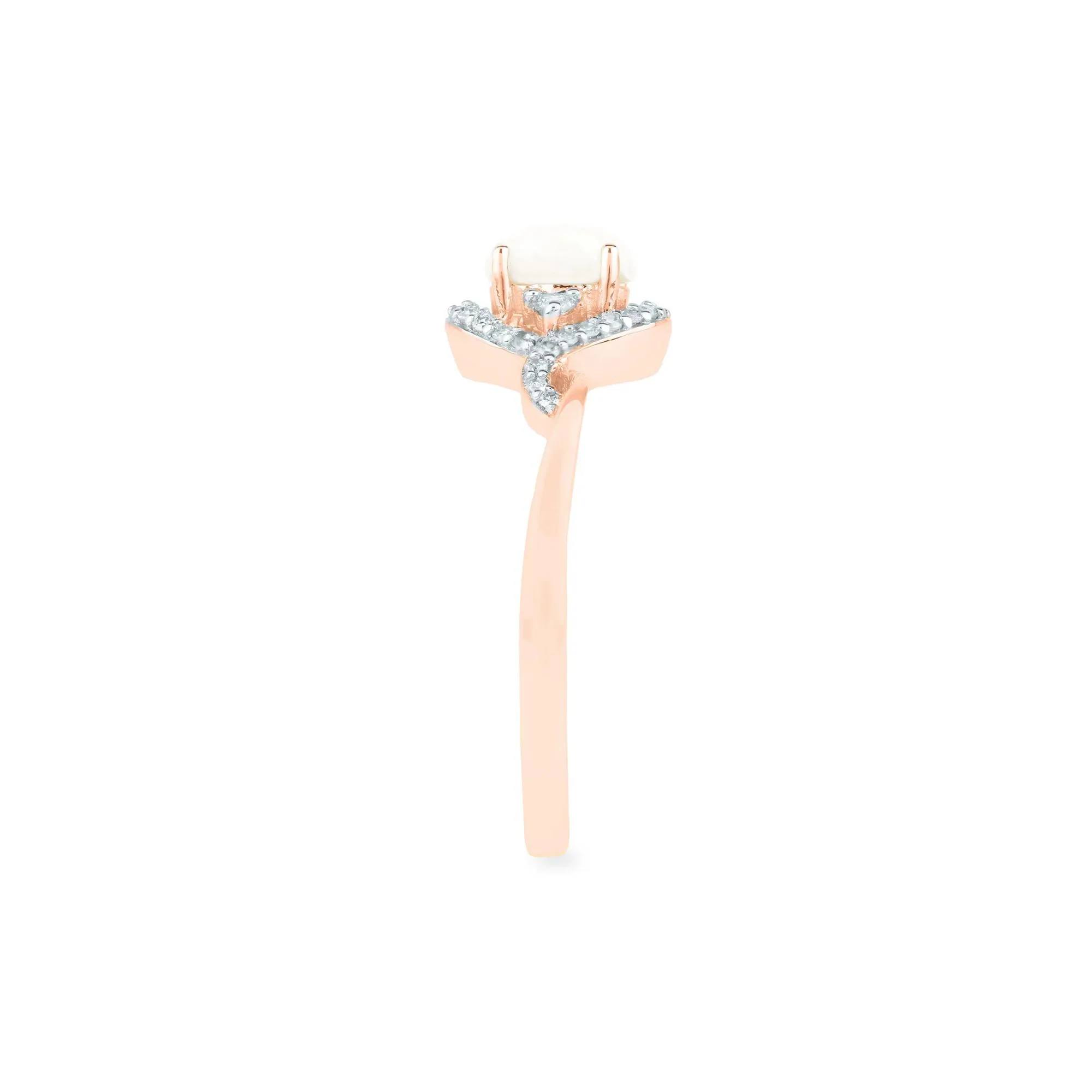 1/7 CT. Tw. Opal and Diamond Ring 14K Rose Gold Size 6.5 1.5mm - Image 3