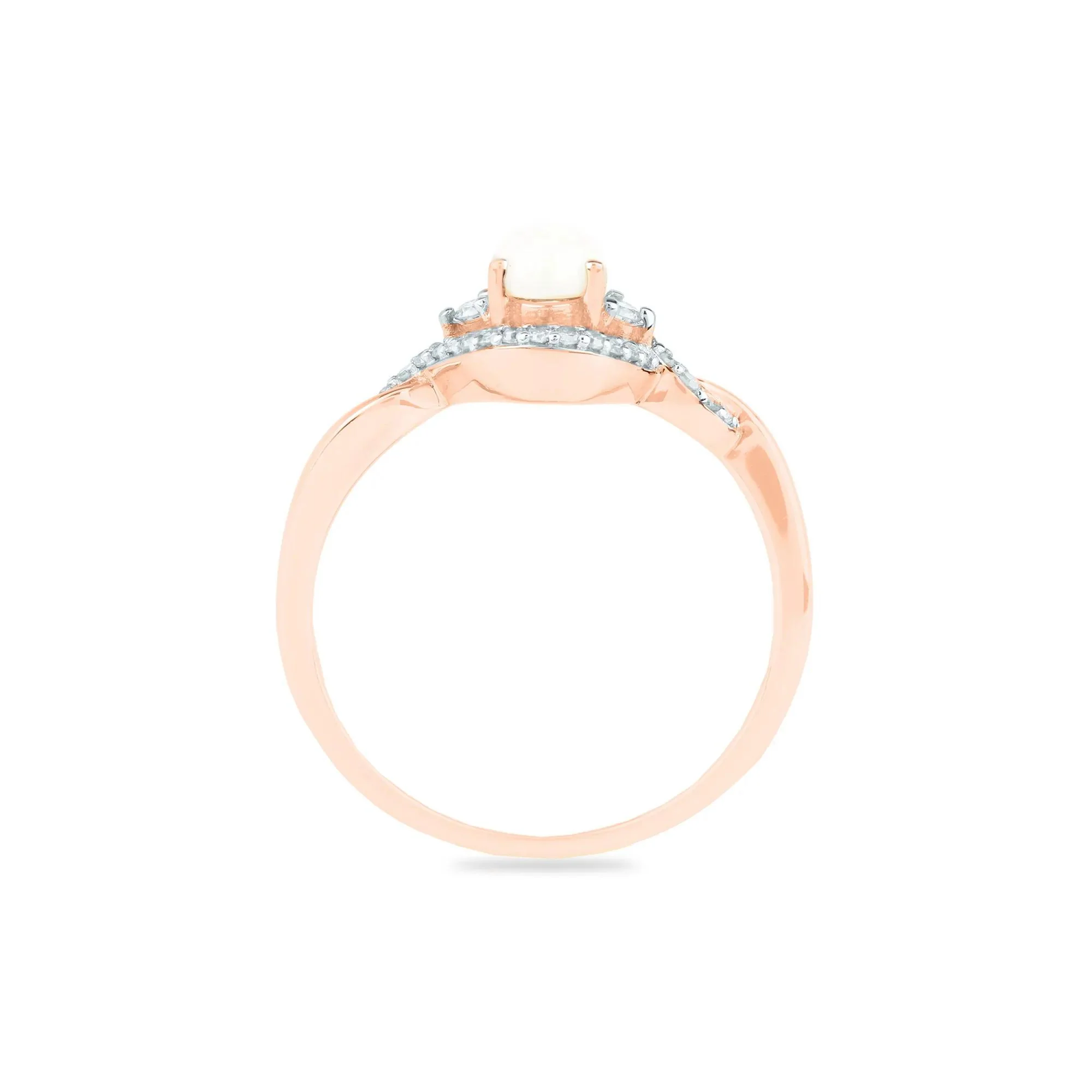 1/7 CT. Tw. Opal and Diamond Ring 14K Rose Gold Size 9 1.5mm - Image 2