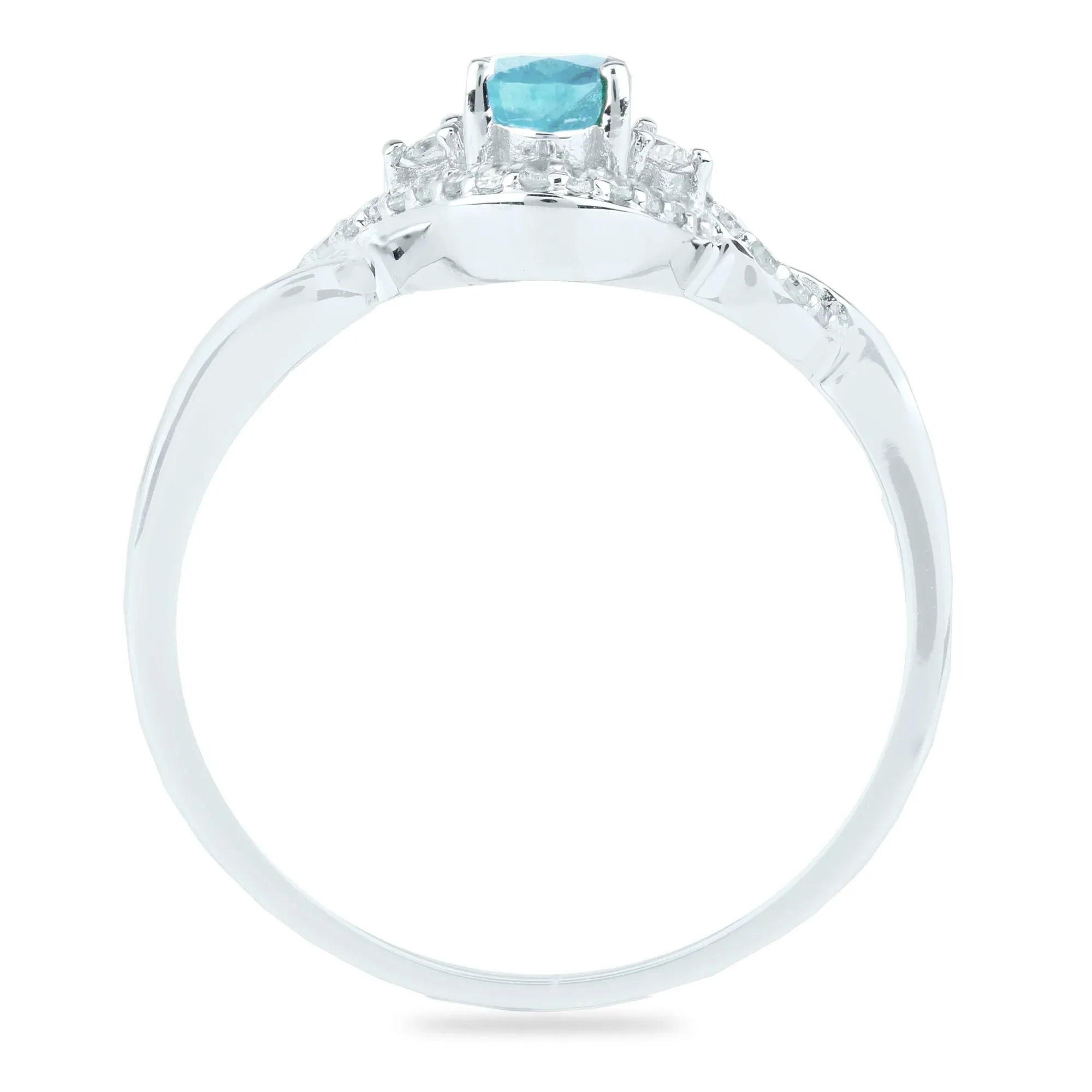 1/7 CT. Tw. Aquamarine and Diamond Ring 14K White Gold Size 6 1.5mm - Image 2
