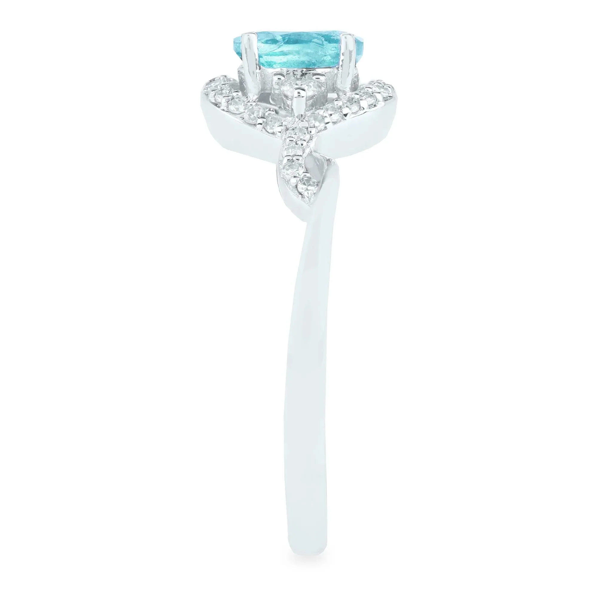 1/7 CT. Tw. Aquamarine and Diamond Ring 14K White Gold Size 8 1.5mm - Image 3