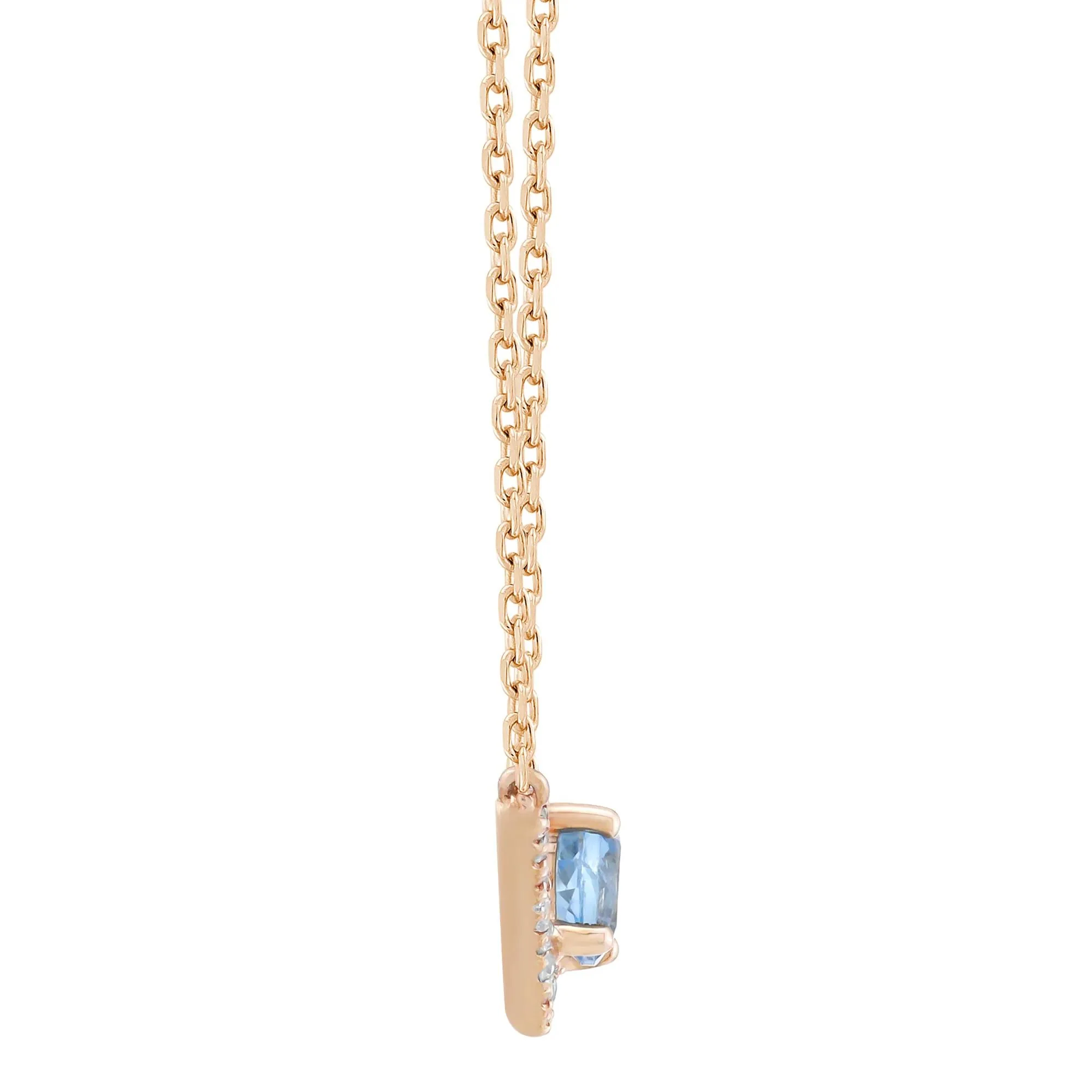 Blue Topaz and Lab-Created White Sapphire Necklace 10K Rose Gold Size 18" - Image 2