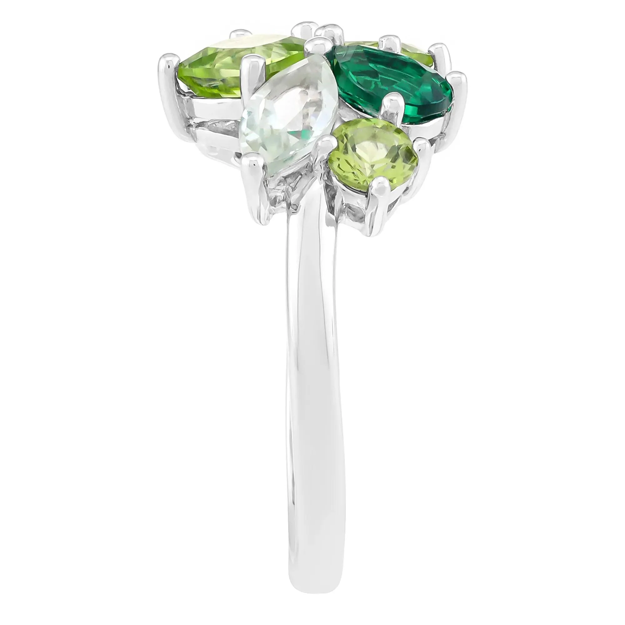 Gemstone Multi-Cut Ring .925 Sterling Silver White Size 7 - Image 3