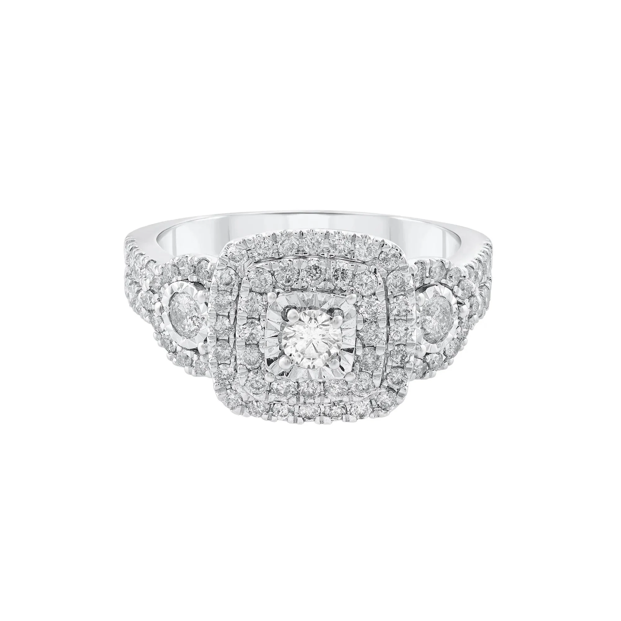 1 CT. Tw. Diamond Three-Stone Ring 10K White Gold Round Brilliant Cut Size 6