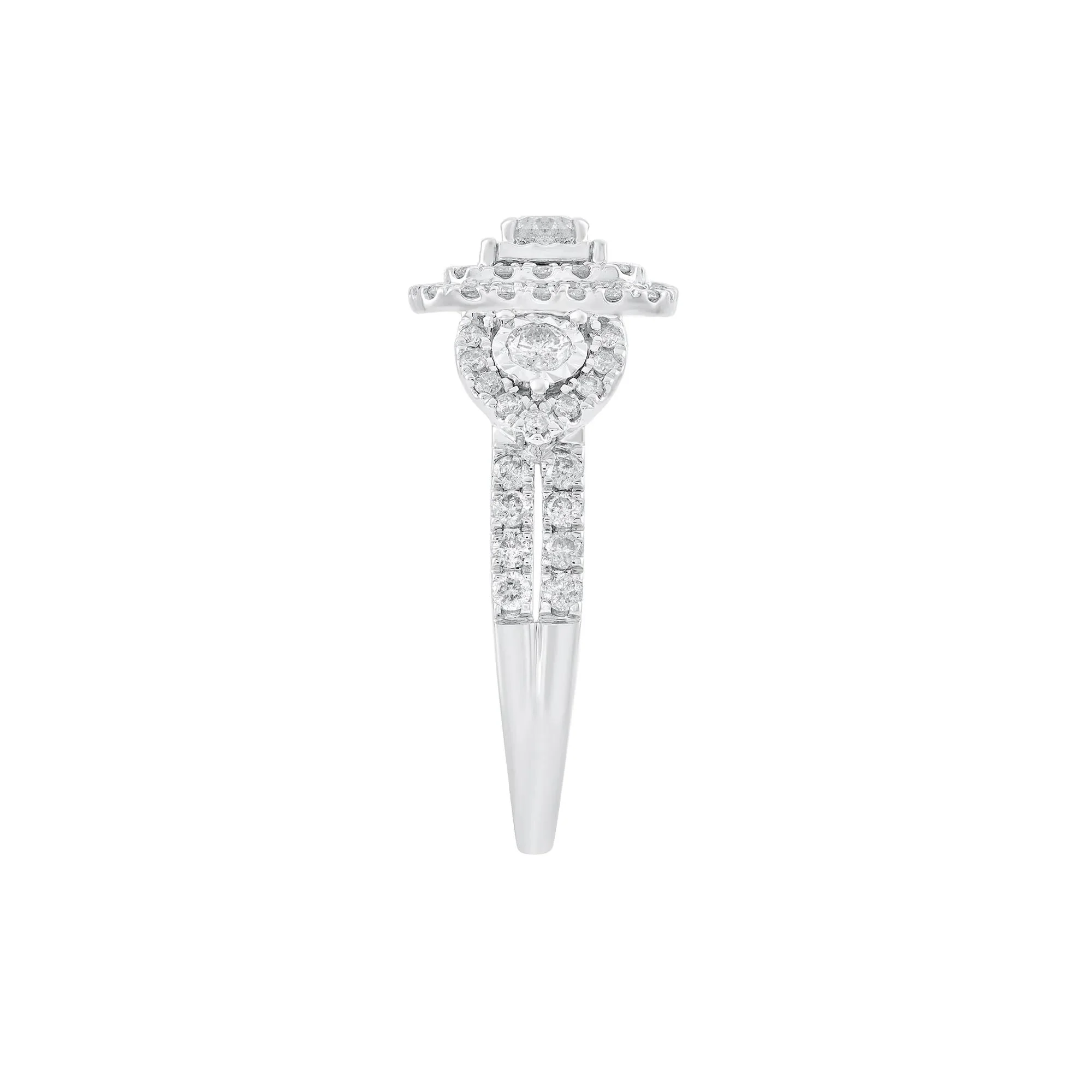 1 CT. Tw. Diamond Three-Stone Ring 10K White Gold Round Brilliant Cut Size 7 - Image 3