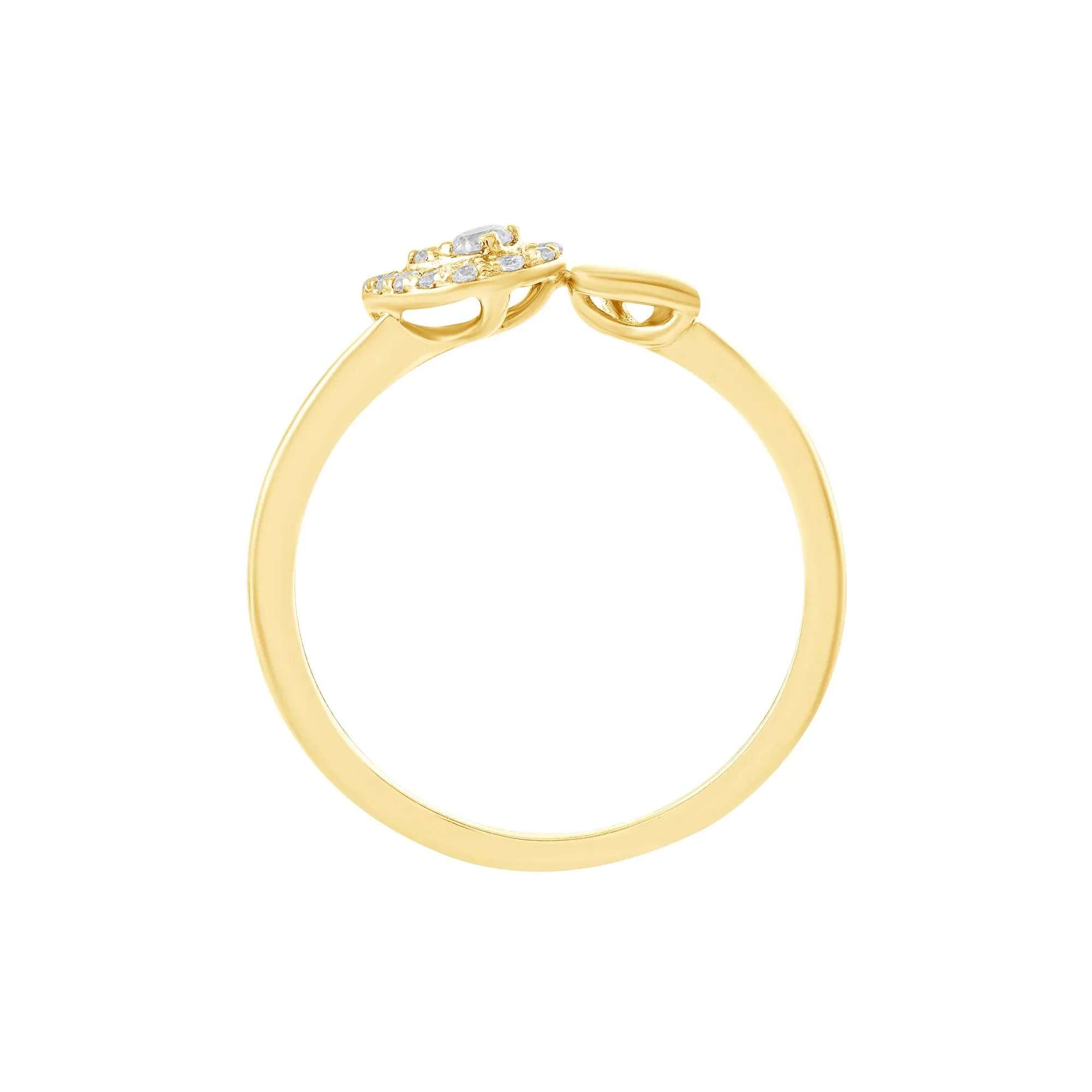 1/7 CT. Tw. Diamond Pear-Shaped Halo Ring 10K Yellow Gold Round Brilliant Cut Size 10.5