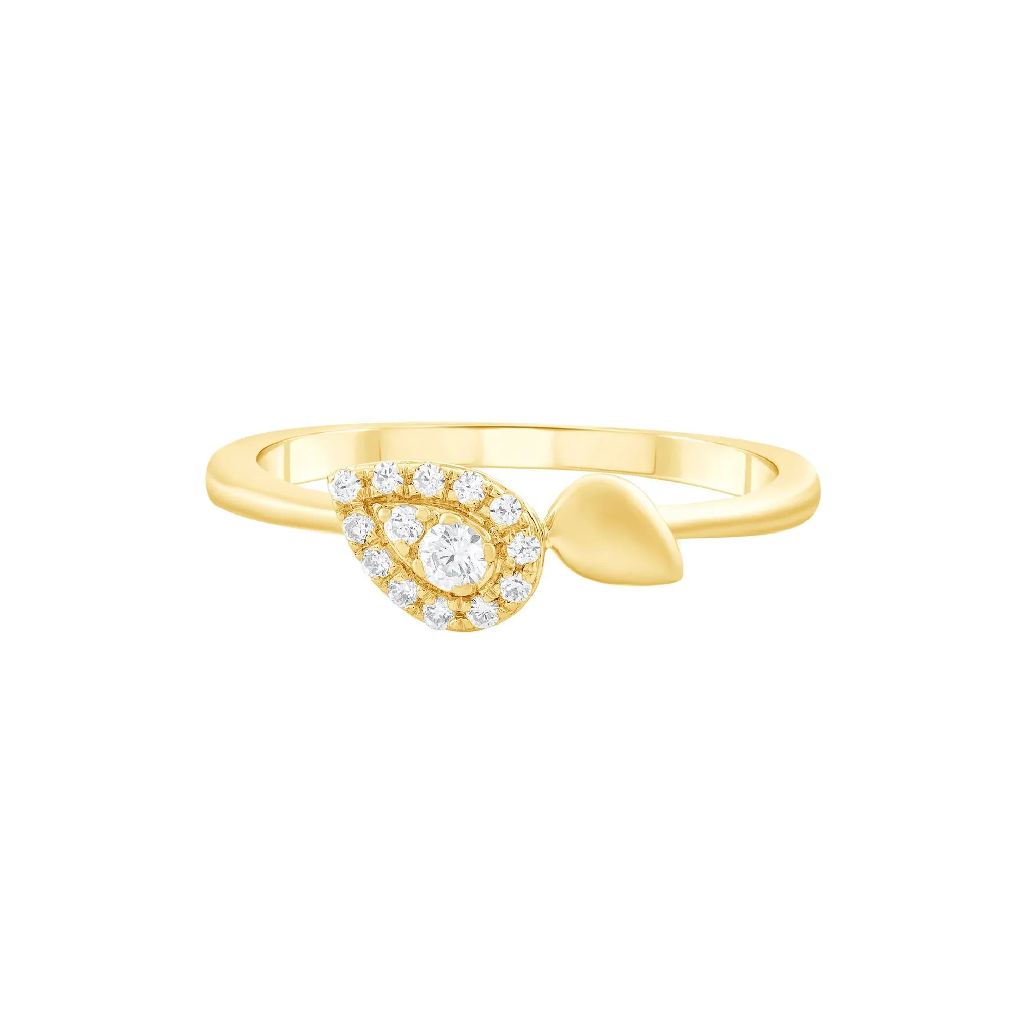 1/7 CT. Tw. Diamond Pear-Shaped Halo Ring 10K Yellow Gold Round Brilliant Cut Size 9 - Image 3