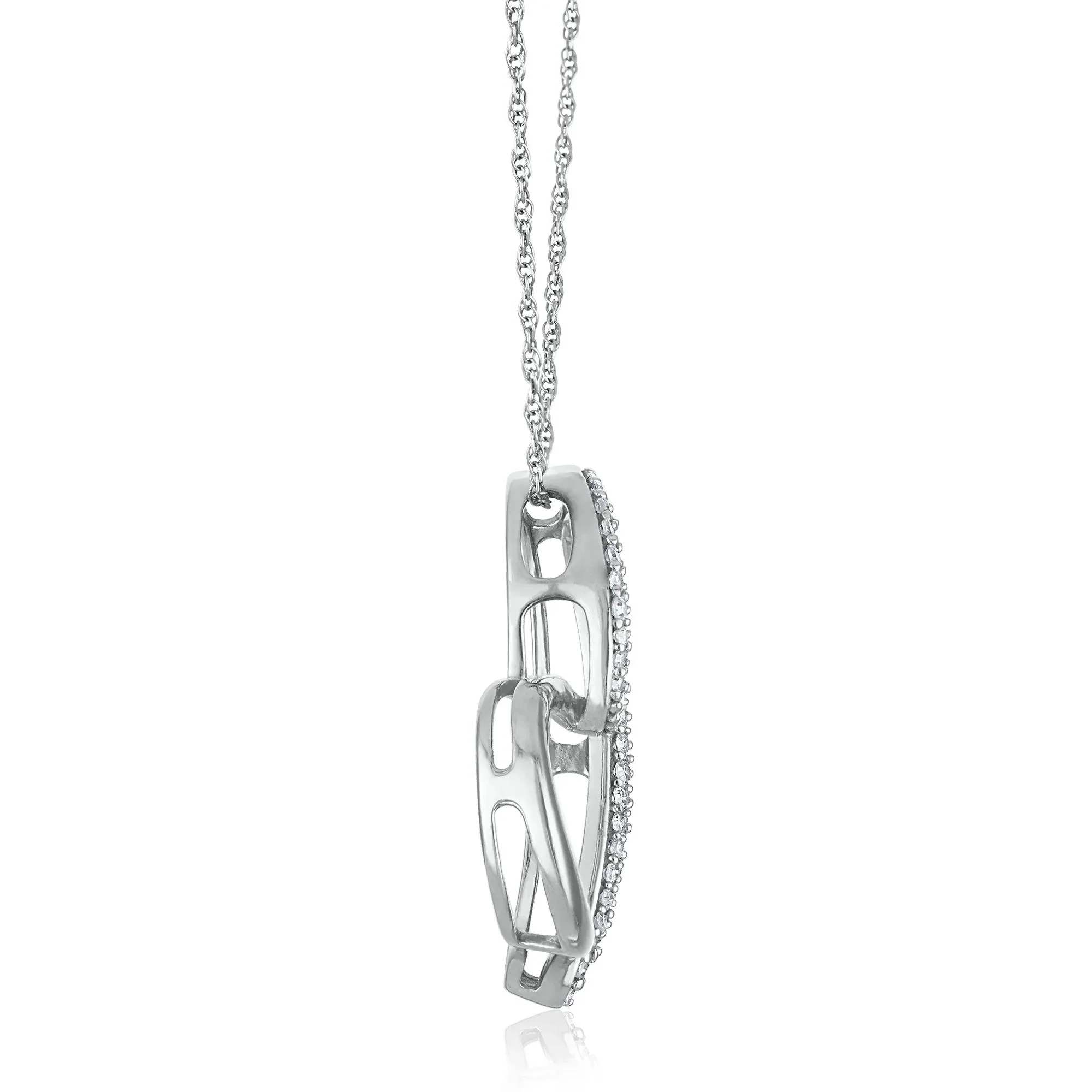 1/3 CT. Tw. Diamond Heart Pendant Necklace 10K White Gold Size 18" - Image 3