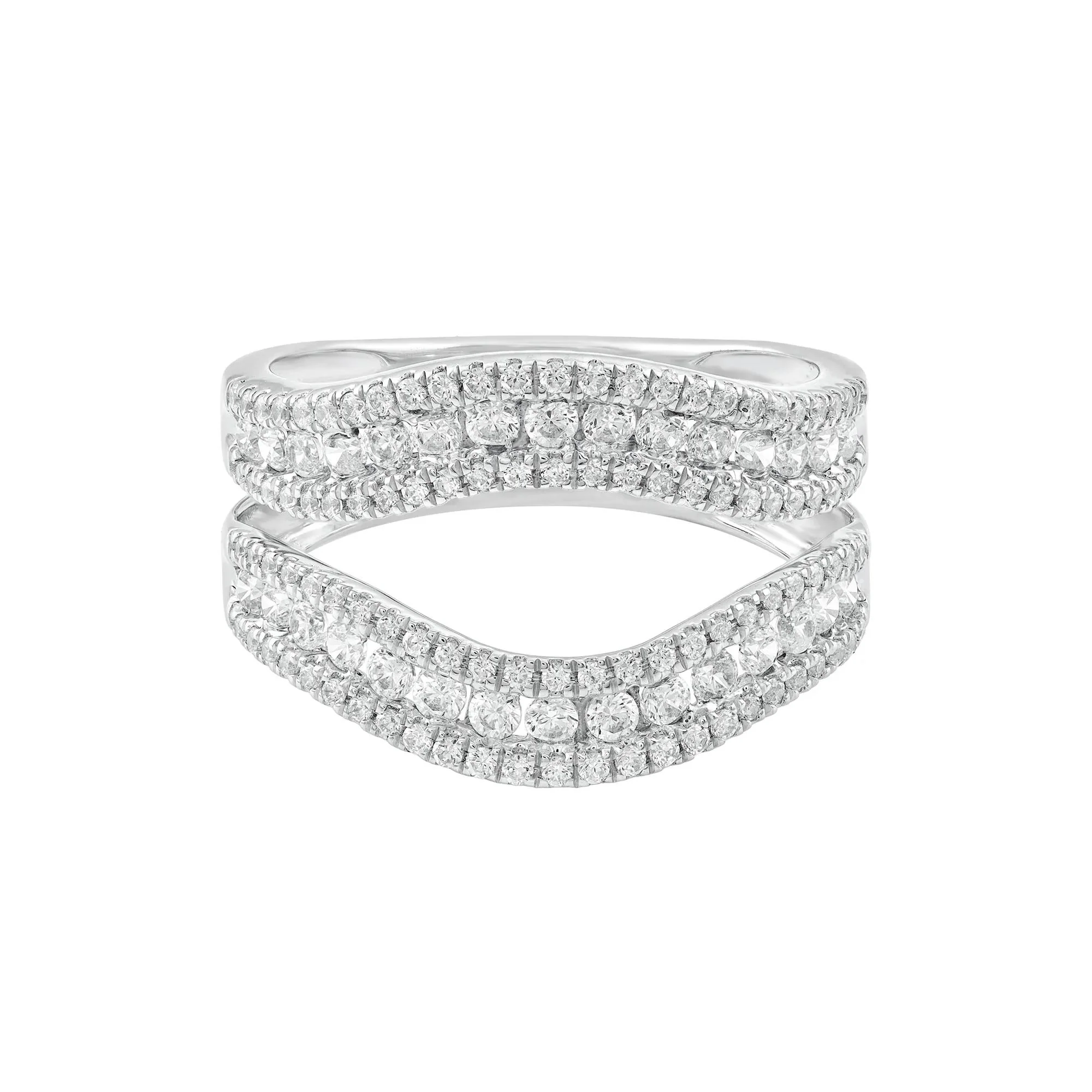 1 CT. Tw. Diamond Contour Ring Insert 14K White Gold Round Brilliant Cut Size 9