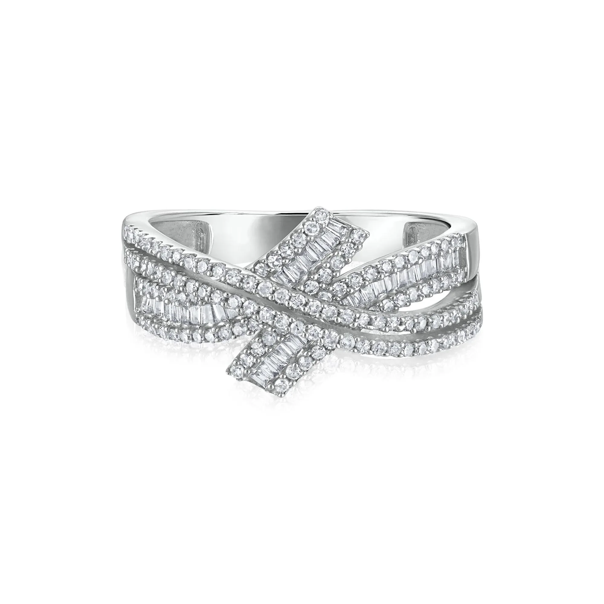 1/2 CT. Tw. Diamond Bypass Crossover Ring 10K White Gold Size 8 3mm - Image 3