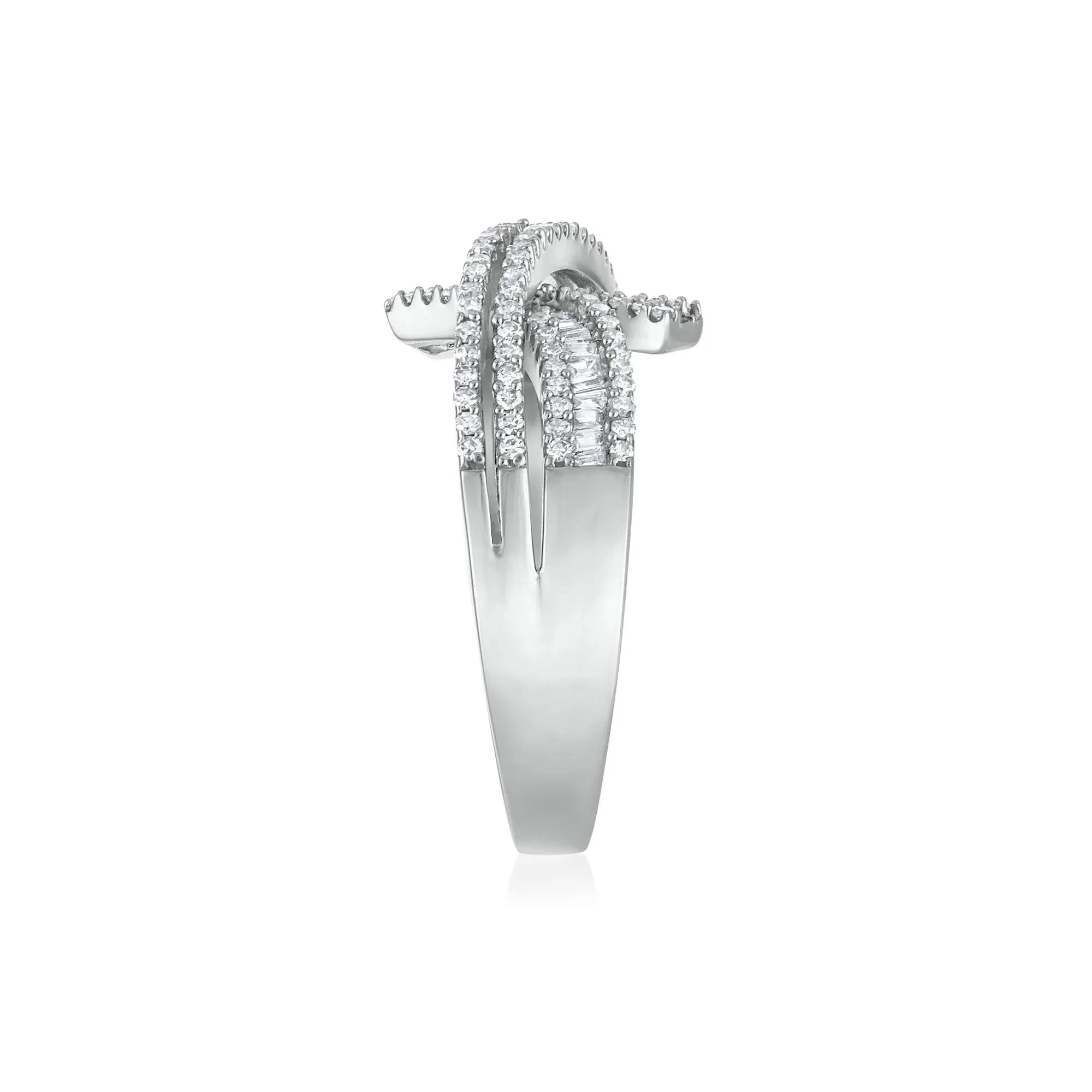 1/2 CT. Tw. Diamond Bypass Crossover Ring 10K White Gold Size 9 3mm - Image 2