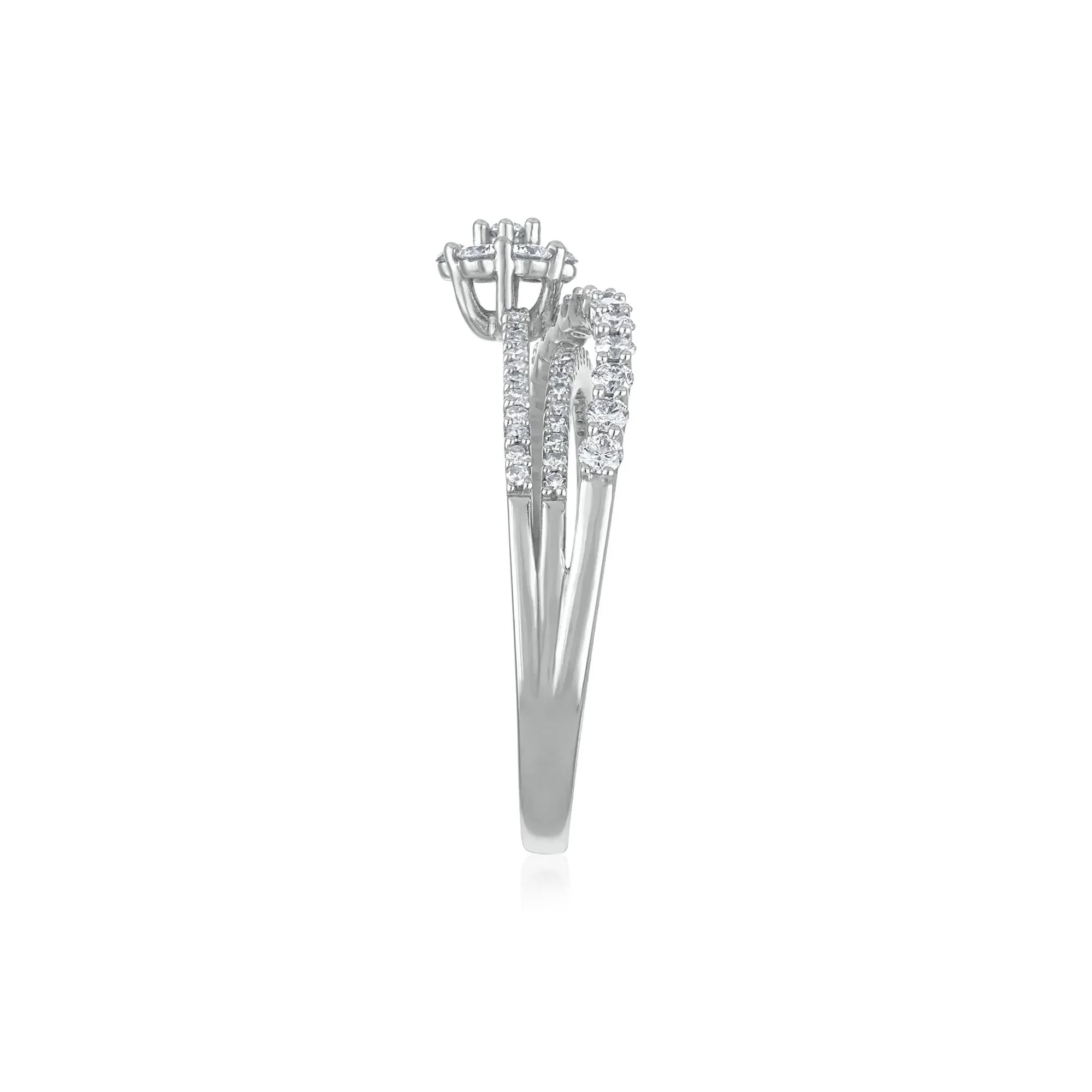 5/8 CT. Tw. Diamond Floral Bypass Ring 14K White Gold Round Brilliant Cut Size 7 2mm - Image 3