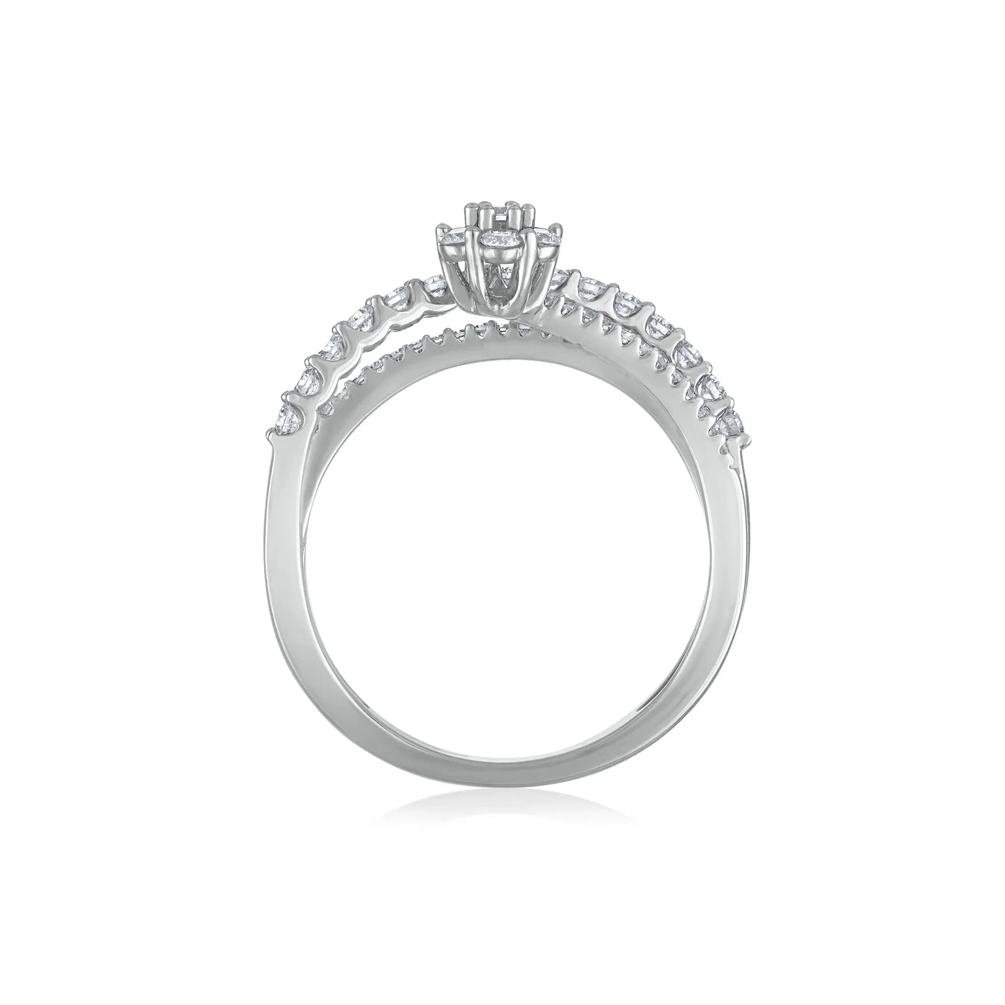 5/8 CT. Tw. Diamond Floral Bypass Ring 14K White Gold Round Brilliant Cut Size 9 2mm - Image 2