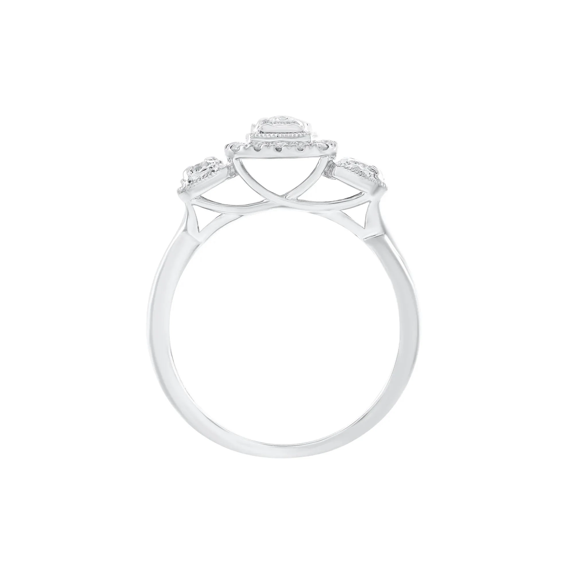 1/4 CT. Tw. Diamond Three Stone Ring 10K White Gold Round Brilliant Cut Size 7 - Image 2
