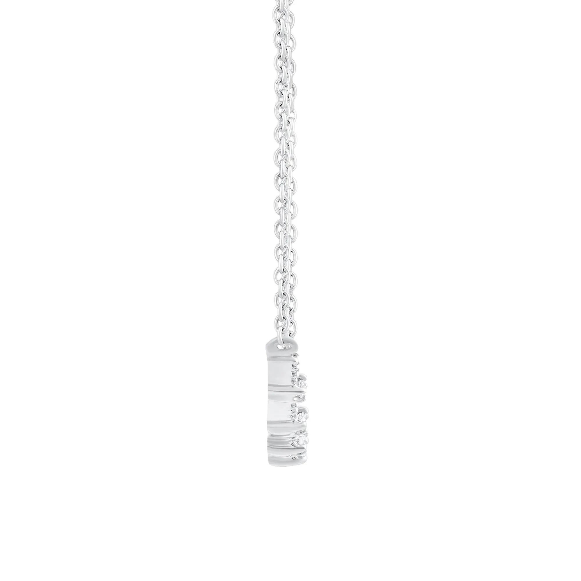 1/4 CT. Tw. Diamond Curved Bar Station Necklace 14K White Gold Size 18" - Image 2
