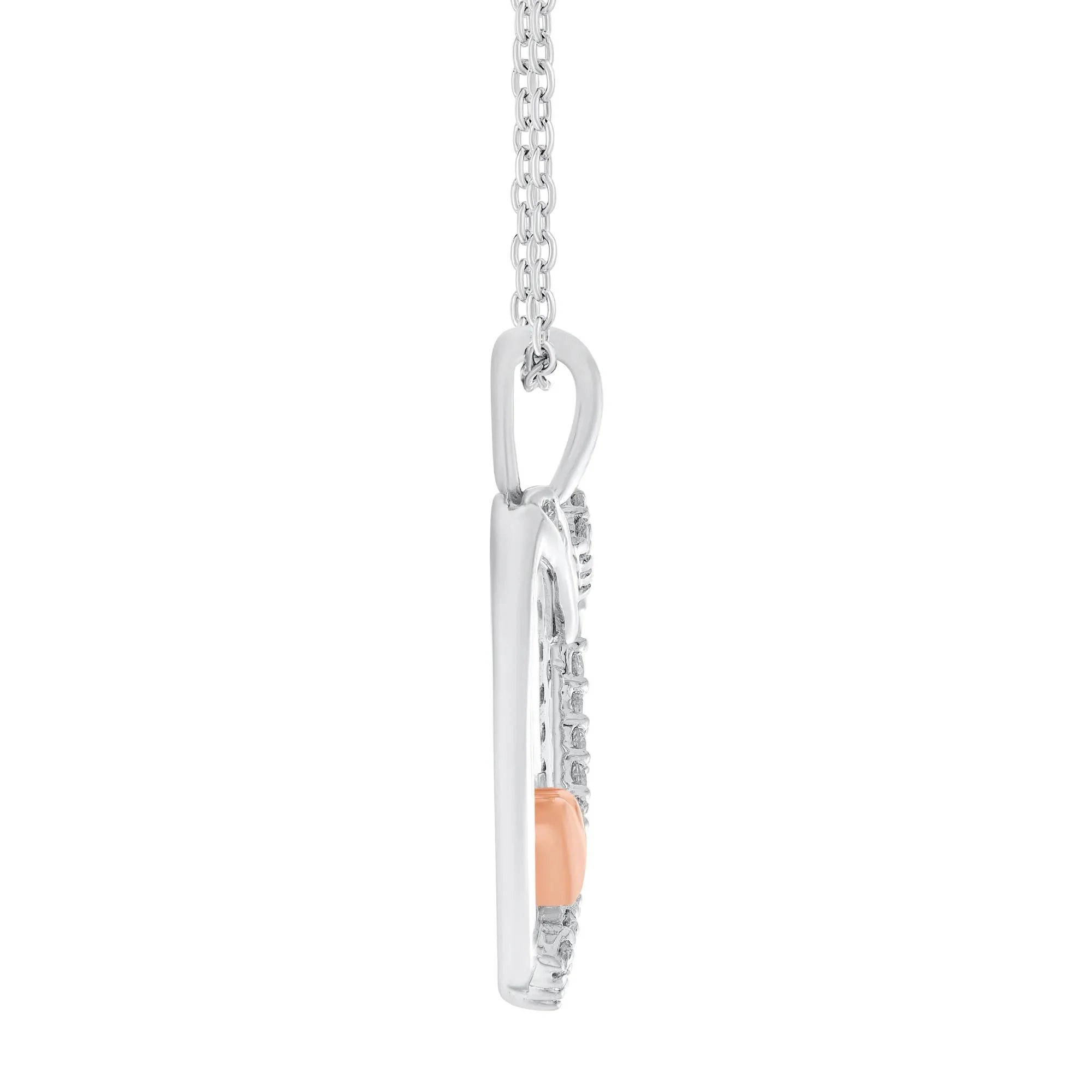 1/4 CT. Tw. Diamond Heart Pendant Necklace .925 Sterling Silver & 10K Rose Gold White Size 18" - Image 2