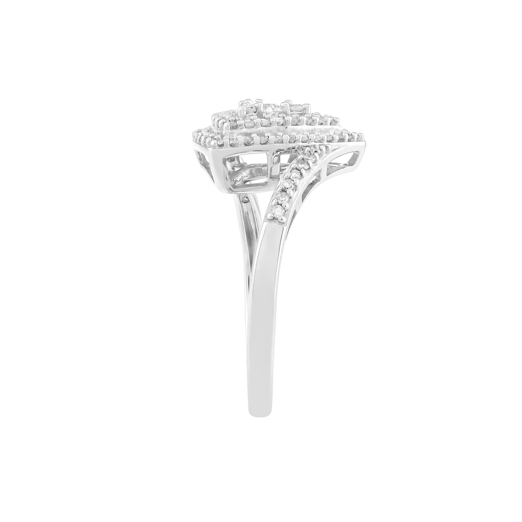 1/2 CT. Tw. Diamond Ring 10K White Gold Round Brilliant Cut Size 7 2mm - Image 2