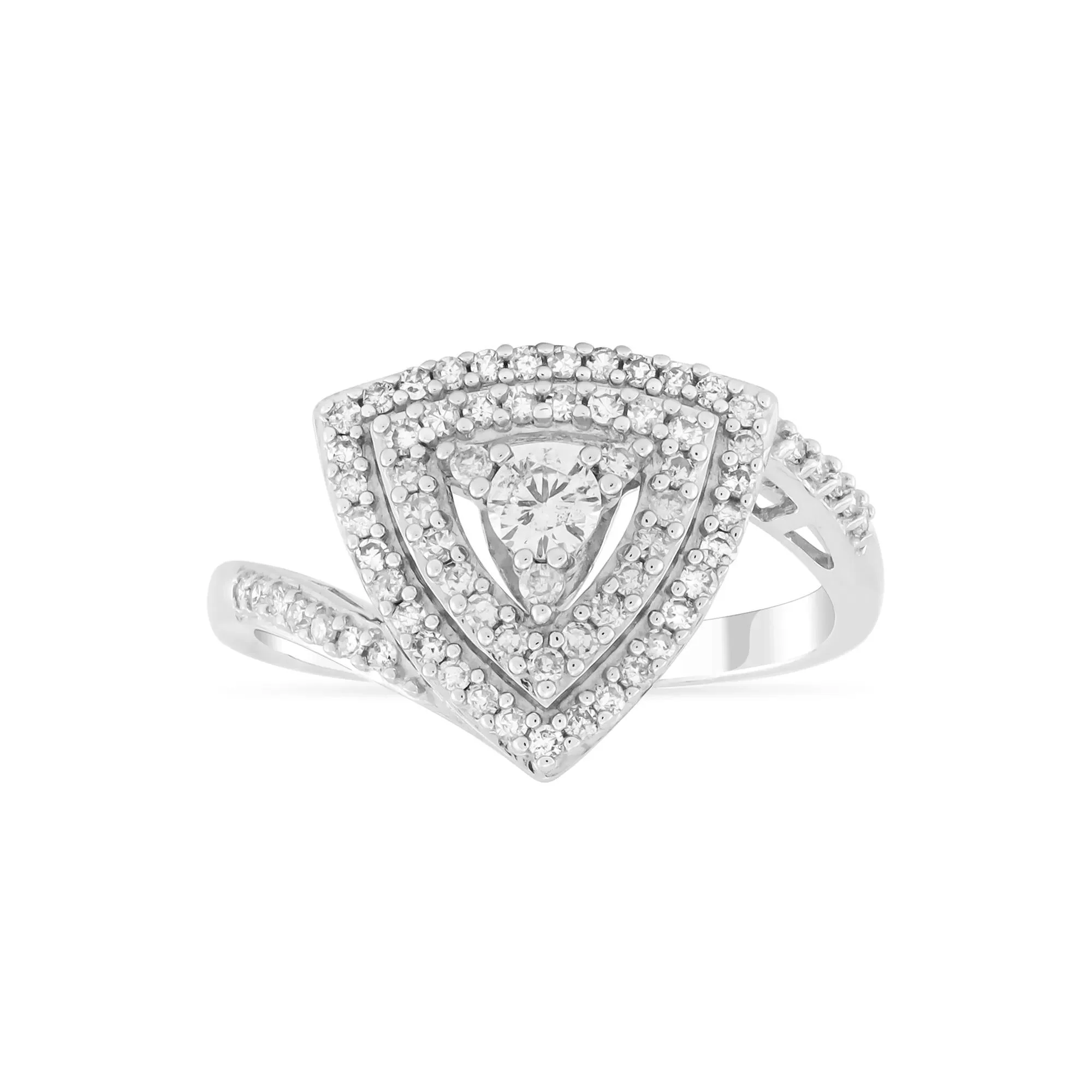 1/2 CT. Tw. Diamond Ring 10K White Gold Round Brilliant Cut Size 7 2mm - Image 3