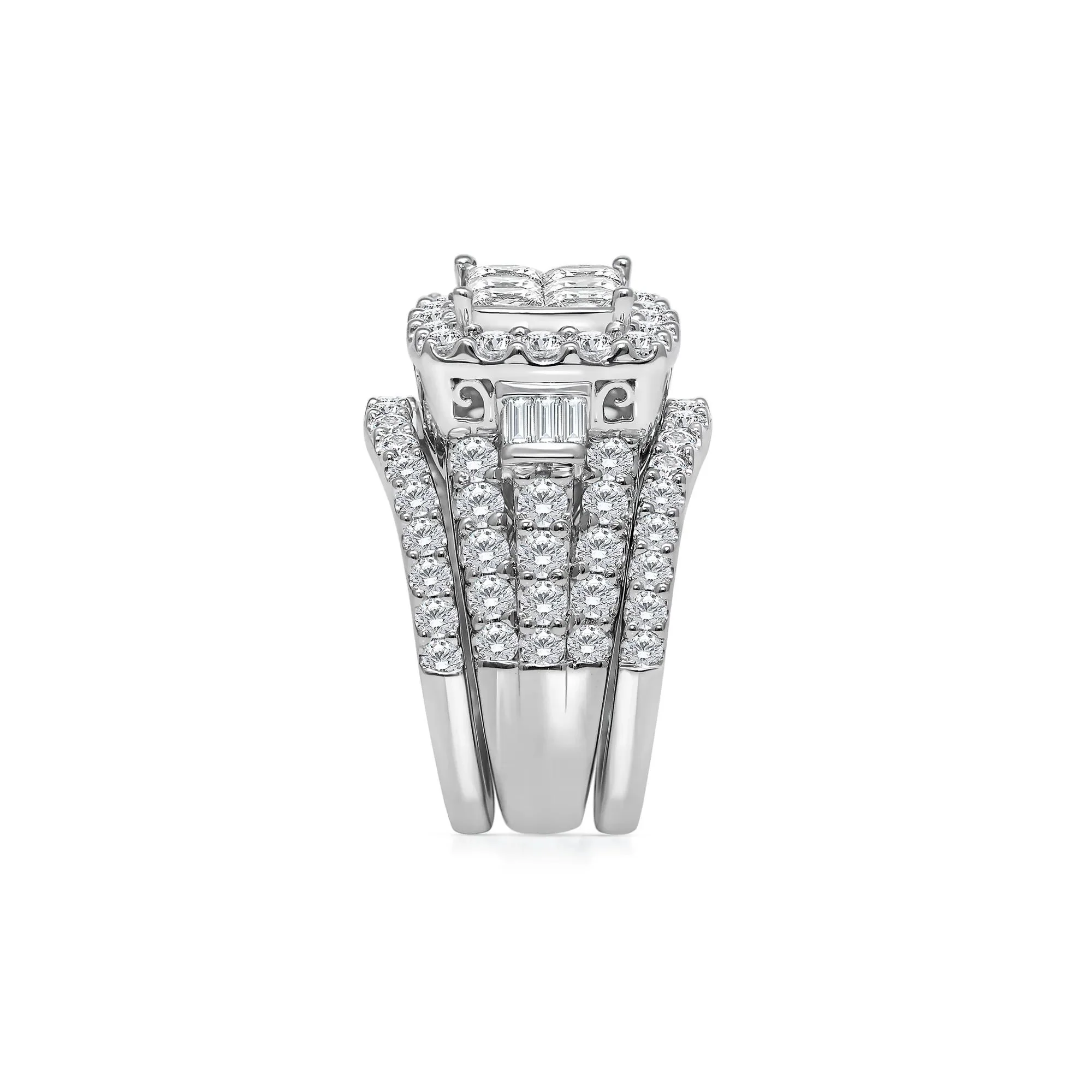 4 CT. Tw. Princess-Cut Diamond Composite Engagement Ring Set 10K White Gold Size 7.5 - Image 3