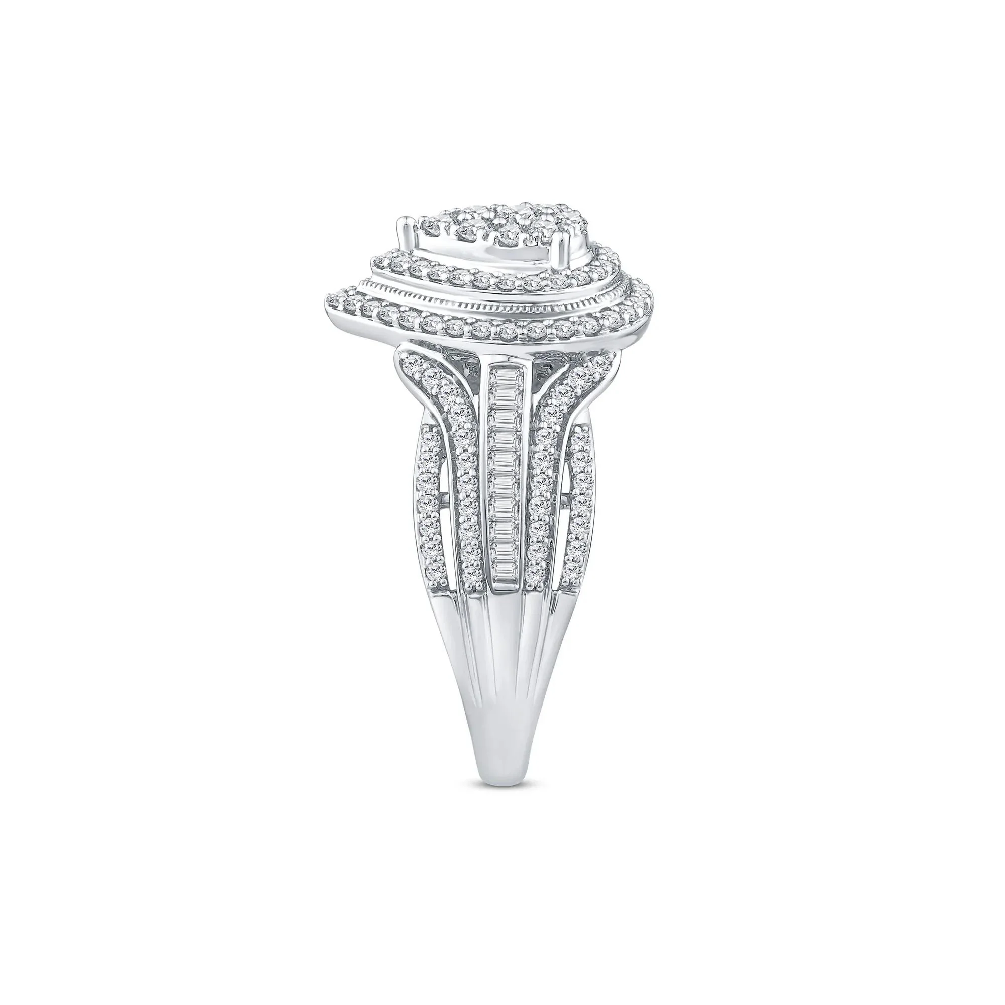1 CT. Tw. Diamond Pear-Shaped Composite Engagement Ring 10K White Gold Round Brilliant Cut Size 6.5 3.5mm - Image 3