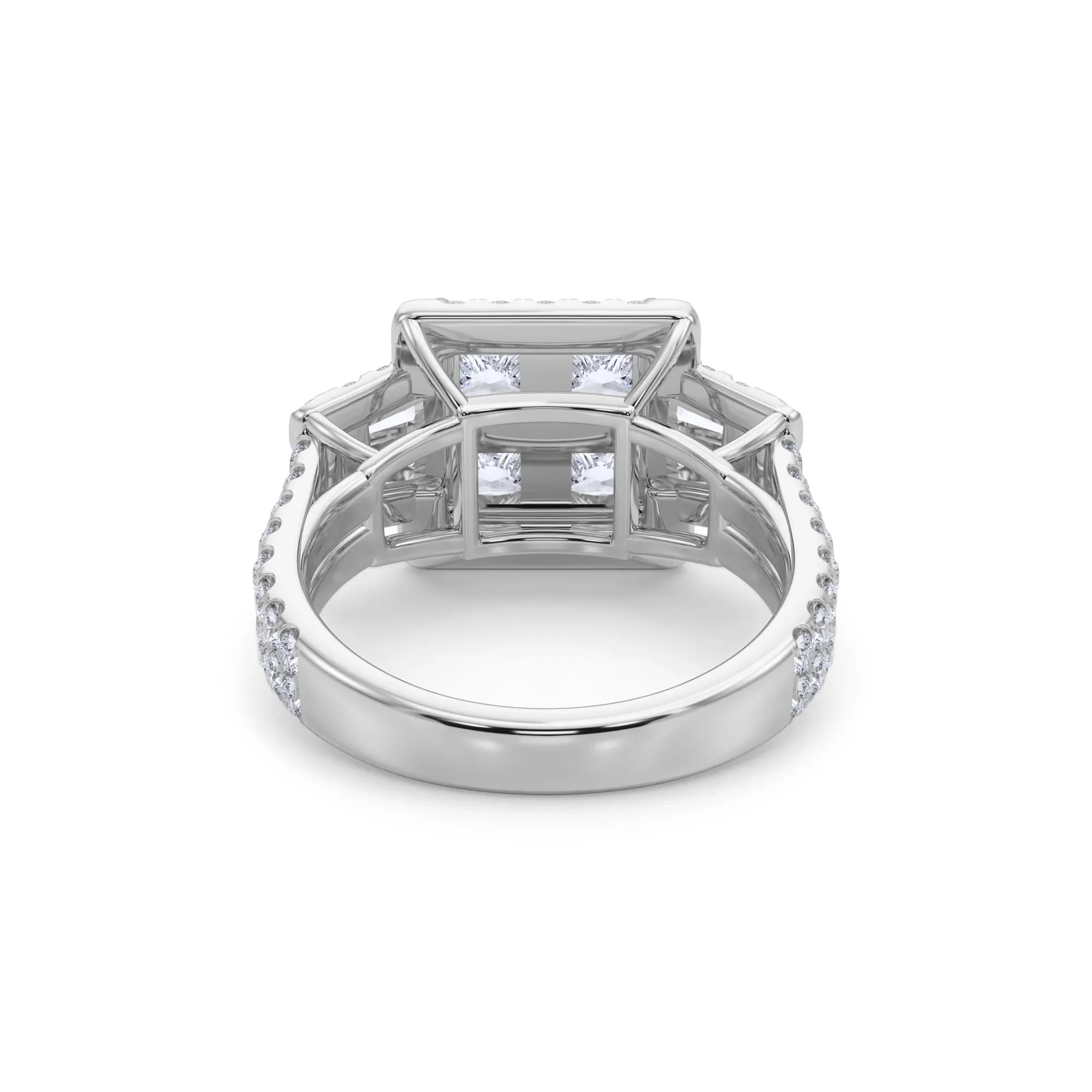 4 CT. Tw. Lab Grown Diamond Composite Engagement Ring 10K White Gold Round Brilliant Cut Size 7.5 - Image 2