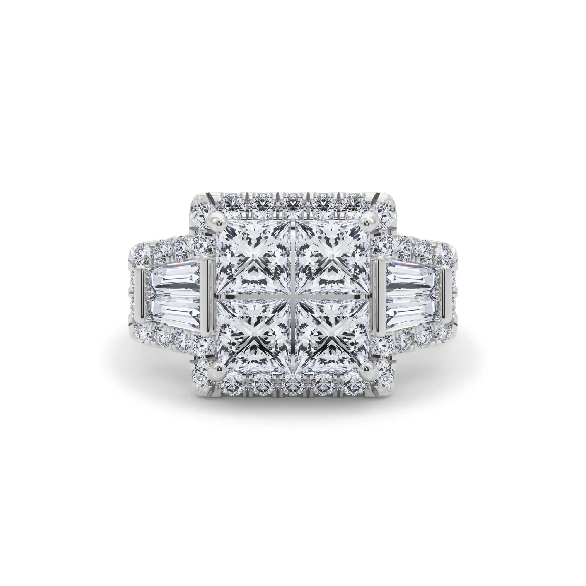 4 CT. Tw. Lab Grown Diamond Composite Engagement Ring 10K White Gold Round Brilliant Cut Size 8