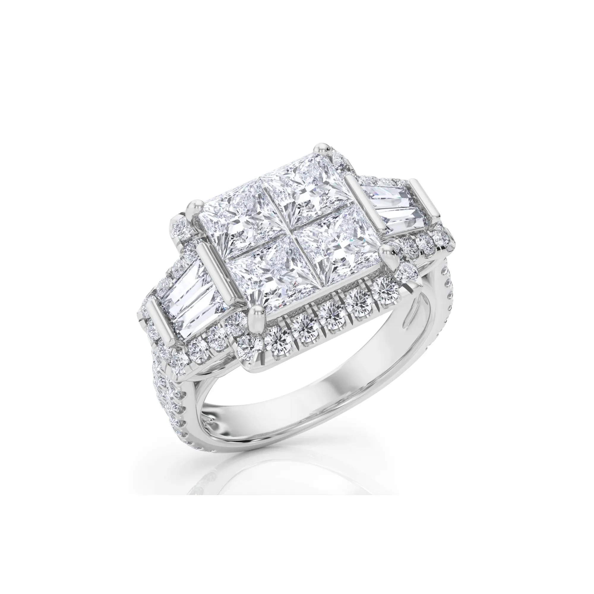 4 CT. Tw. Lab Grown Diamond Composite Engagement Ring 10K White Gold Round Brilliant Cut Size 8 - Image 3