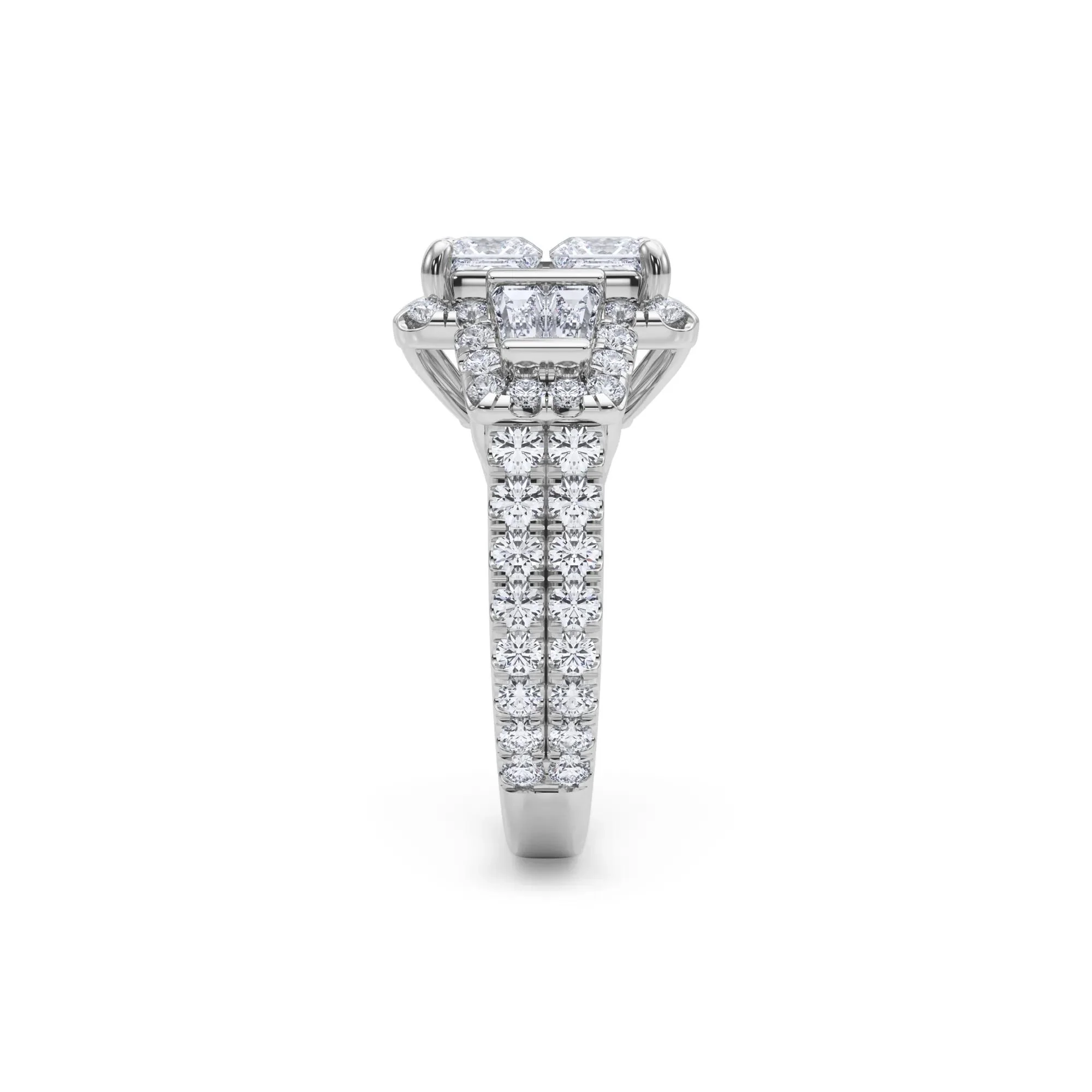 4 CT. Tw. Lab Grown Diamond Composite Engagement Ring 10K White Gold Round Brilliant Cut Size 8 - Image 4