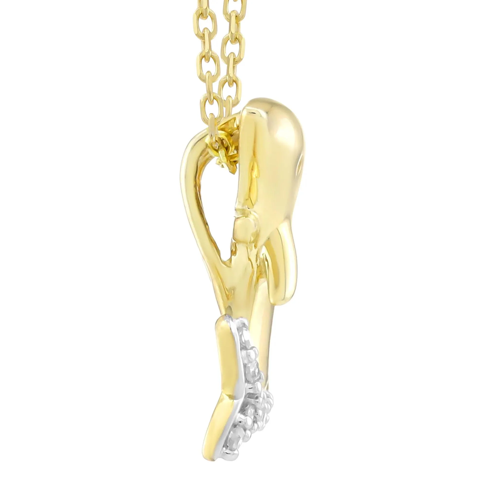 Diamond Accent Dolphin Pendant Necklace 10K Yellow Gold Size 20" - Image 2
