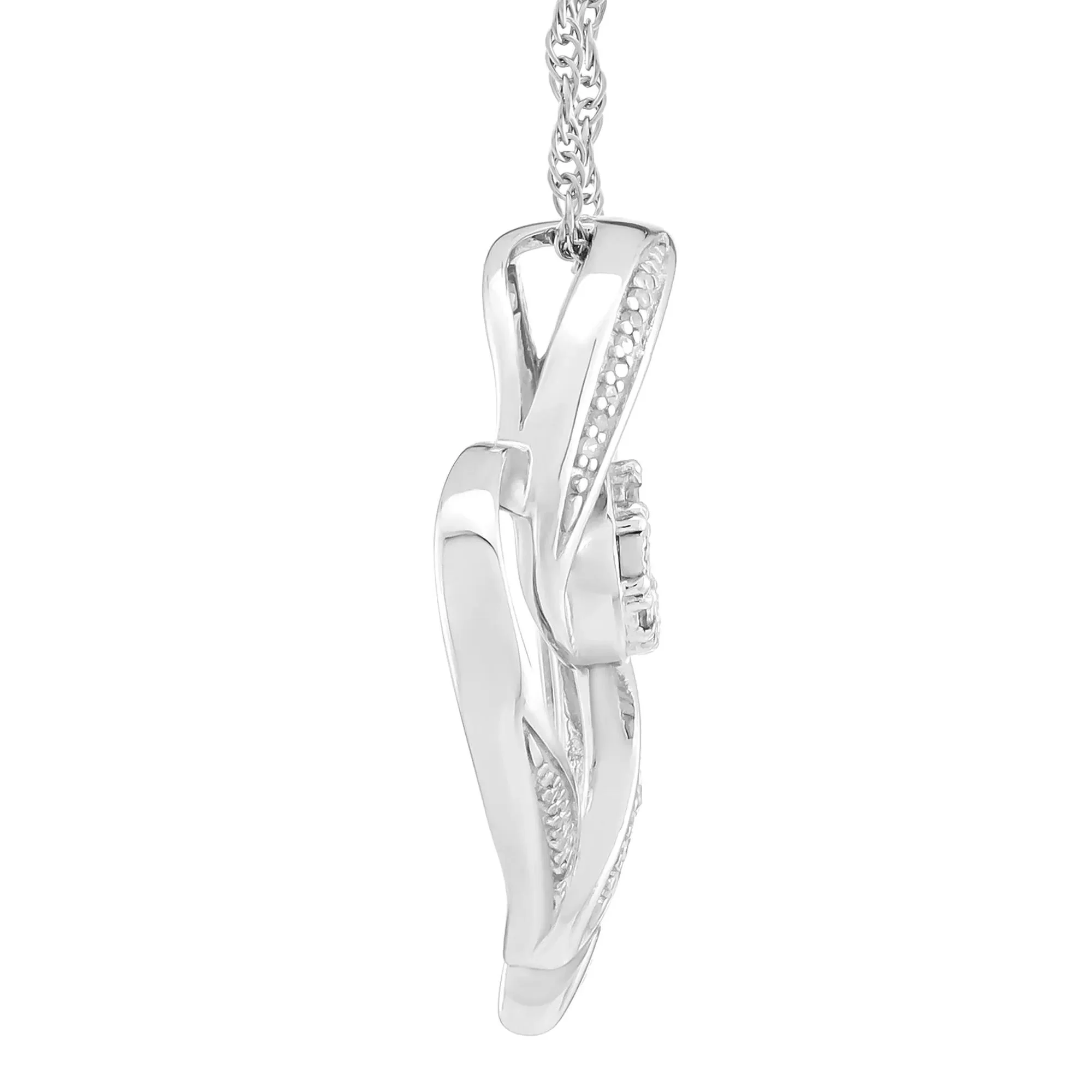 1/5 CT. Tw. Heart-Shaped Diamond Pendant Necklace and Earring Set .925 Sterling Silver White Size 18" - Image 2