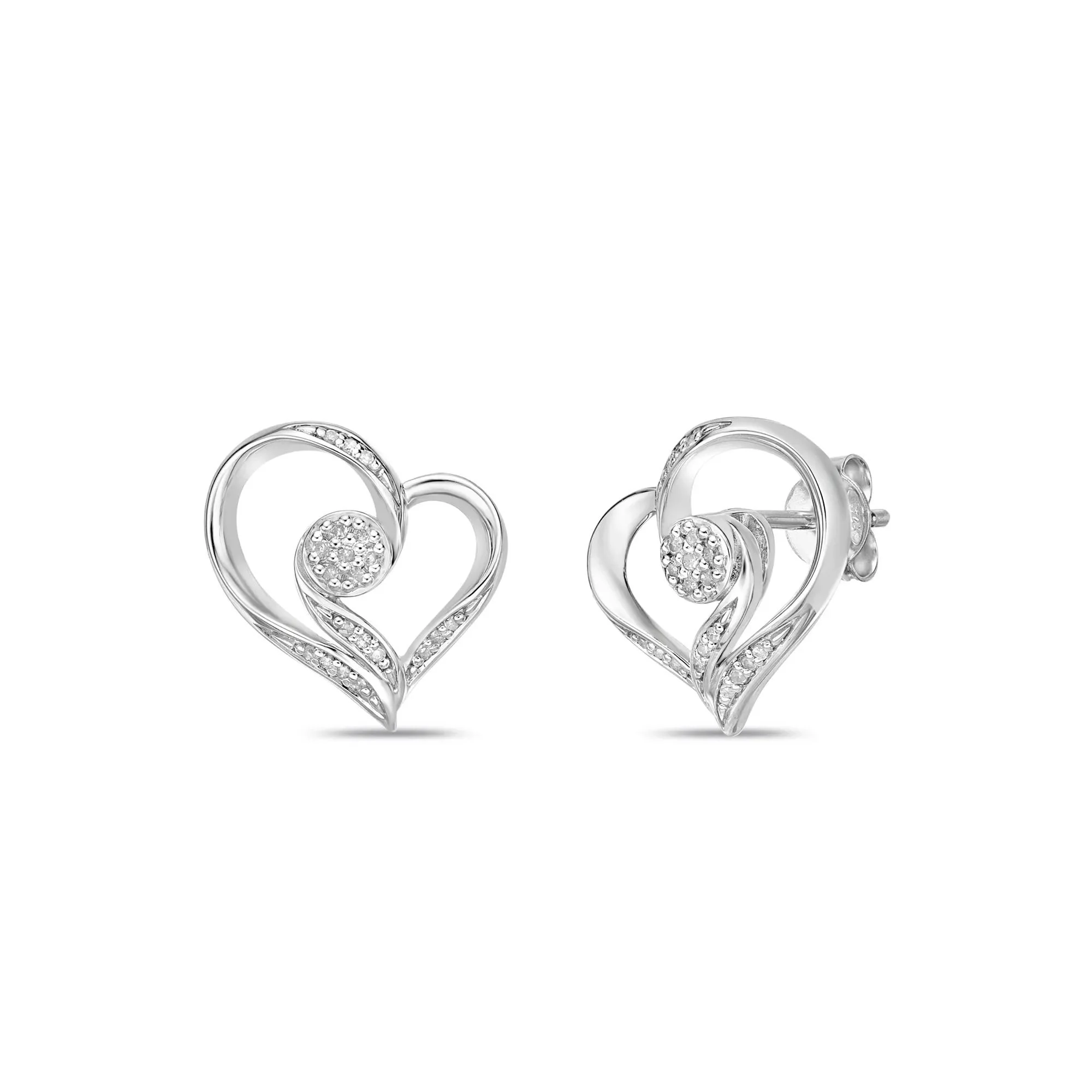 1/5 CT. Tw. Heart-Shaped Diamond Pendant Necklace and Earring Set .925 Sterling Silver White Size 18" - Image 3