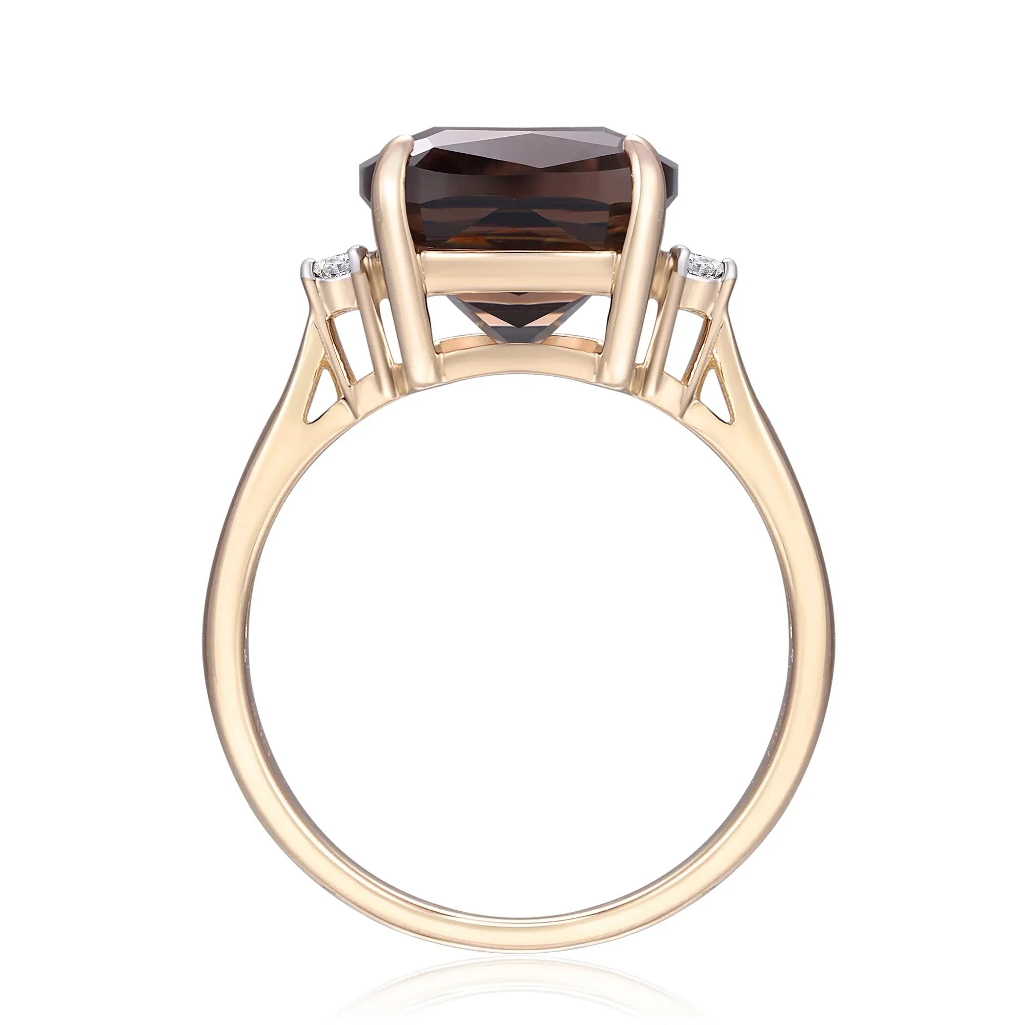 Smoky Quartz and Diamond Accent Ring 10K Yellow Gold Size 8 - Image 2
