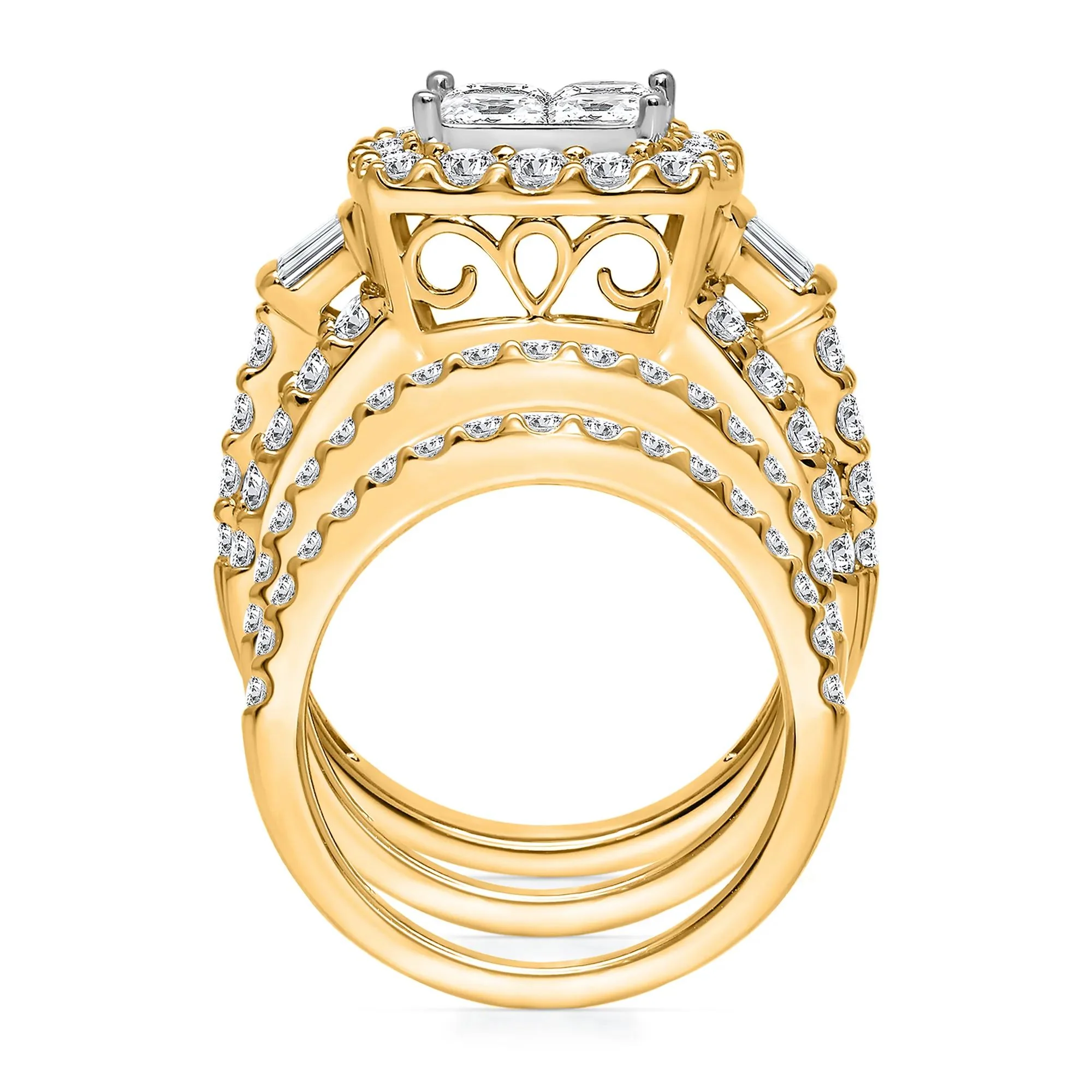 4 CT. Tw. Princess-Cut Diamond Composite Engagement Ring Set 10K Yellow Gold Size 6 - Image 2