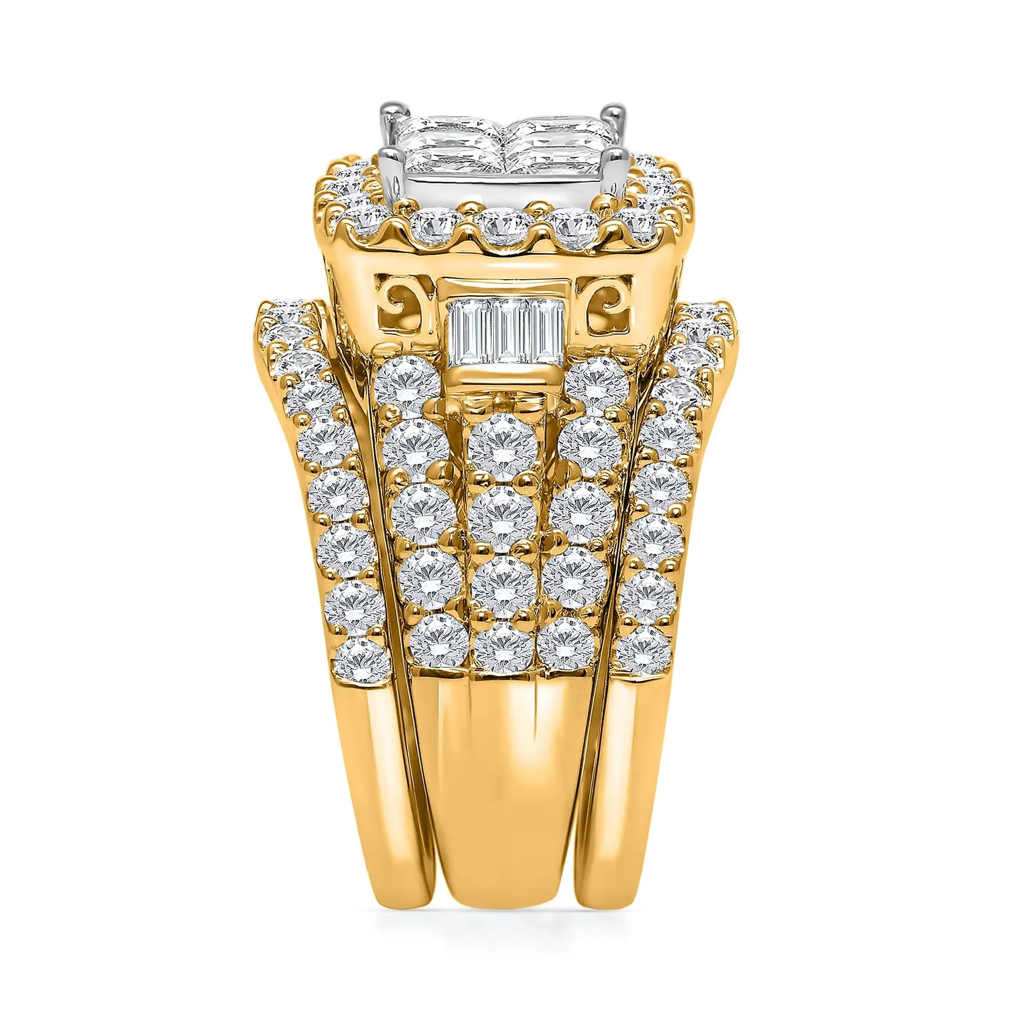 4 CT. Tw. Princess-Cut Diamond Composite Engagement Ring Set 10K Yellow Gold Size 8 - Image 3