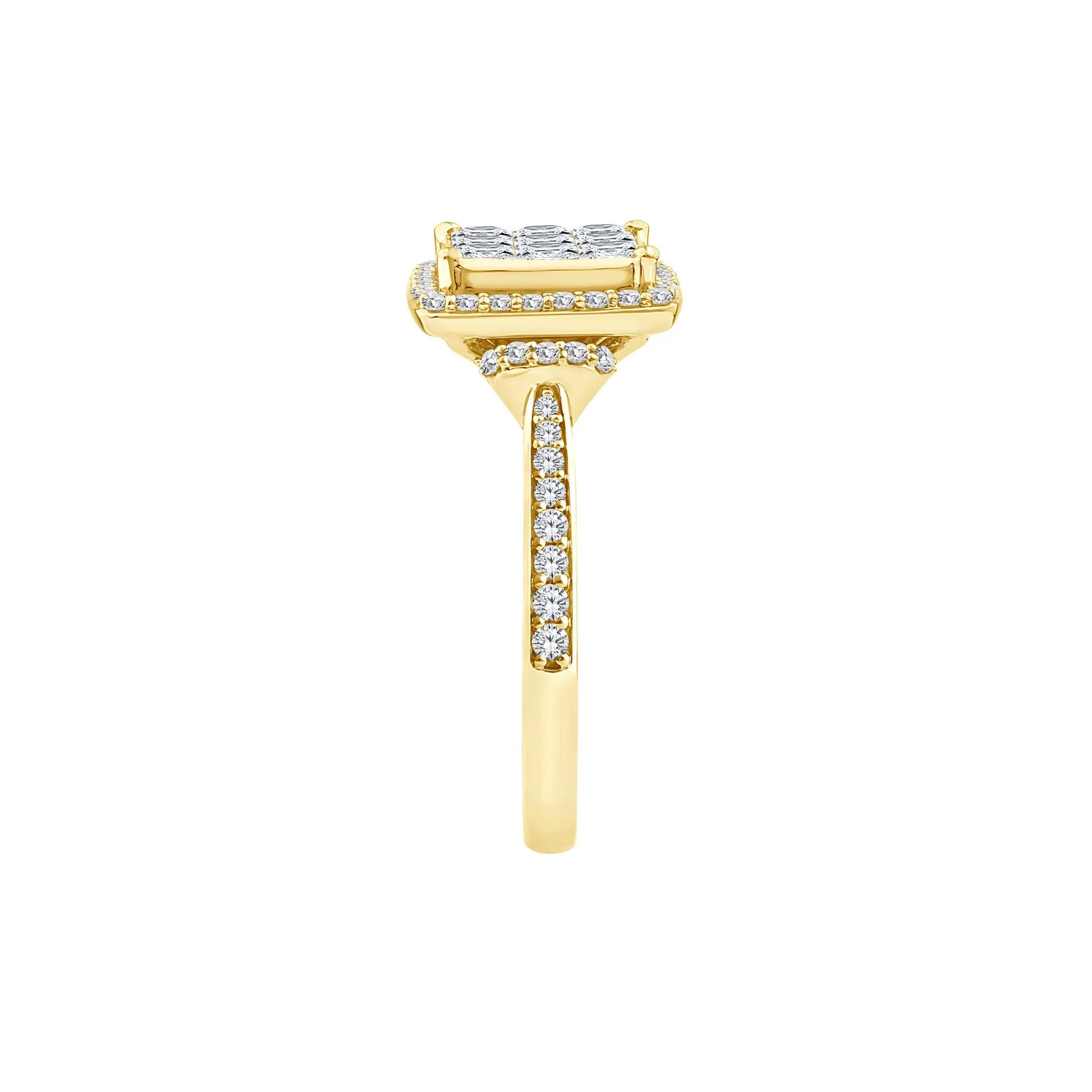 1/4 CT. Tw. Diamond Composite Halo Engagement Ring 10K Yellow Gold Round Brilliant Cut Size 6 - Image 3