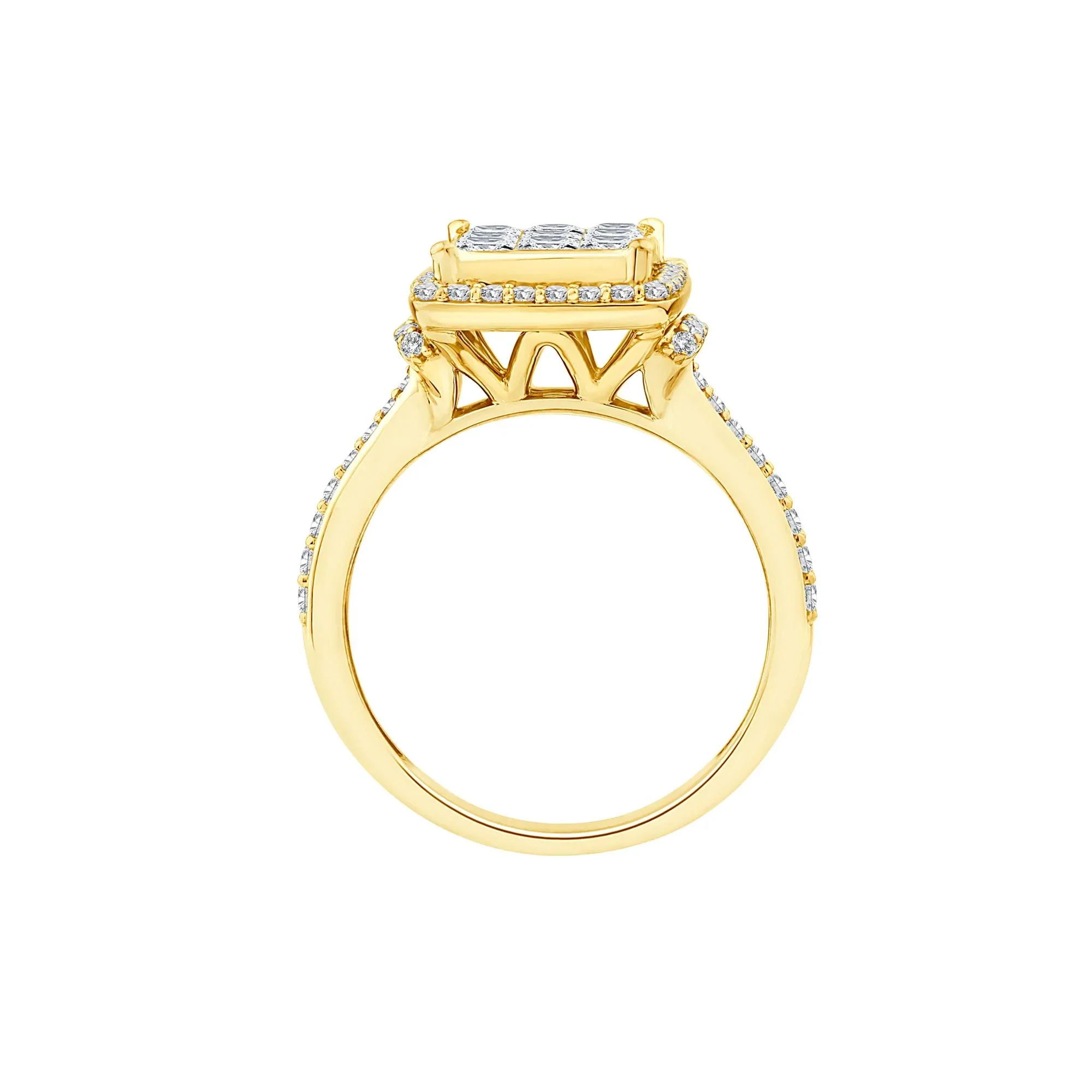 1/4 CT. Tw. Diamond Composite Halo Engagement Ring 10K Yellow Gold Round Brilliant Cut Size 7 - Image 2