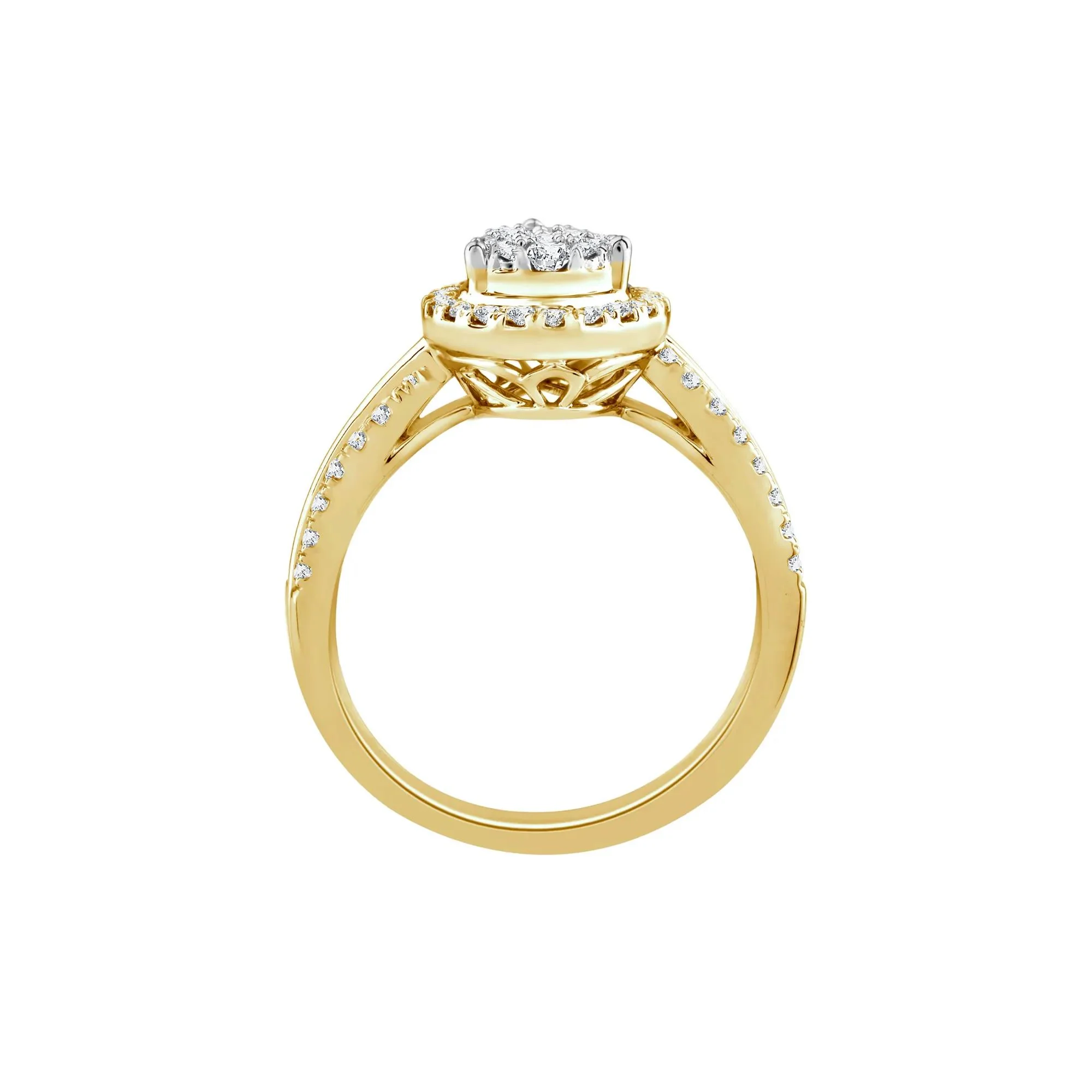 3/4 CT. Tw. Diamond Composite Engagement Ring 14K Yellow Gold Round Brilliant Cut Size 9 5mm - Image 3