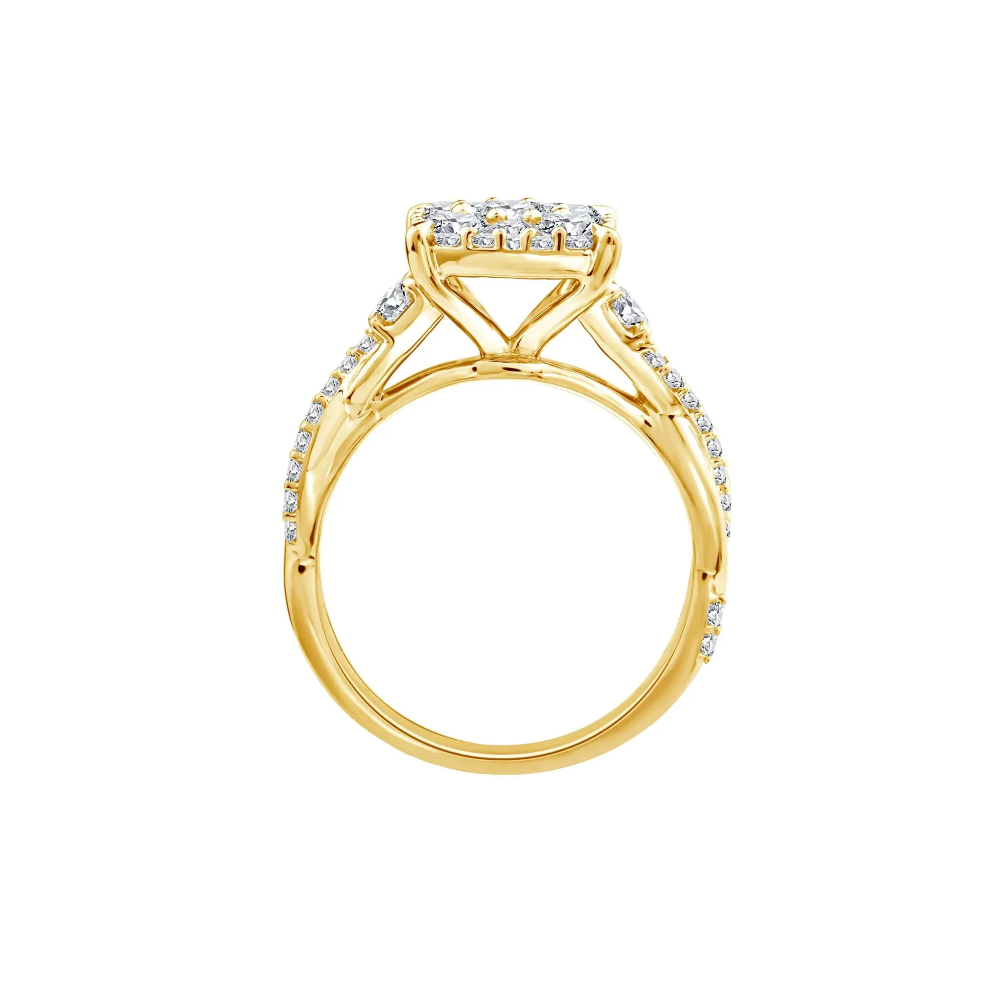 1/4 CT. Tw. Diamond Composite Engagement Ring 10K Yellow Gold Round Brilliant Cut Size 6 - Image 3